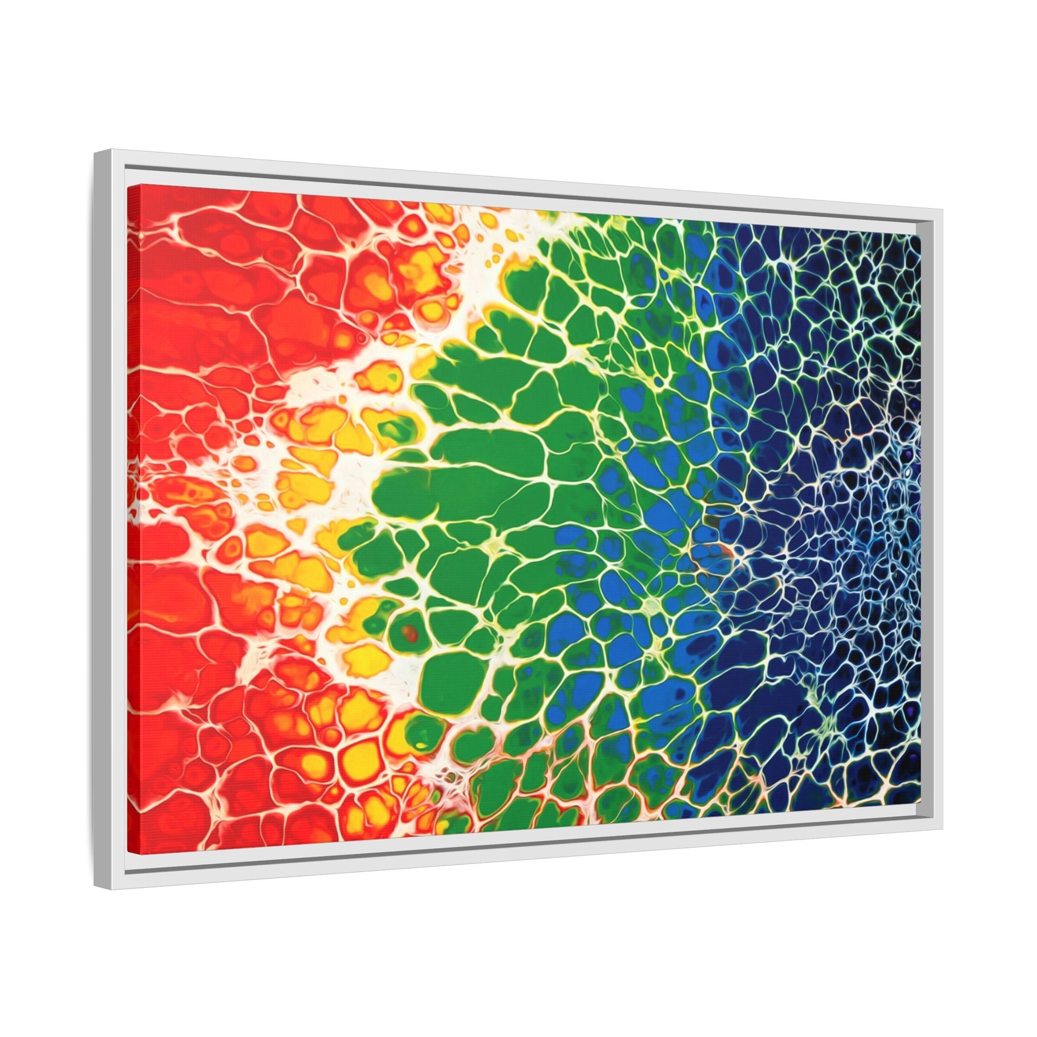 Bespattered Facade Rainbow Seaside Framed Canvas Art Print | 3 Frame Colors | Multiple Sizes