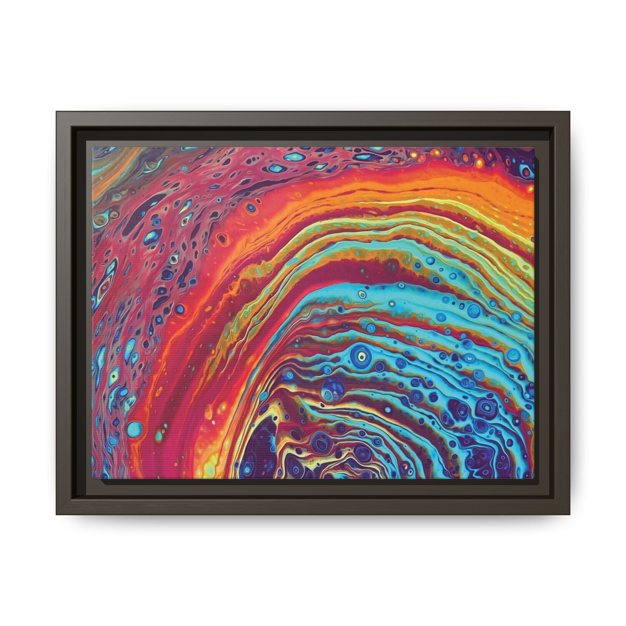 Bespattered Facade Rainbow Rings Framed Canvas Art Print | 3 Frame Colors | Multiple Sizes