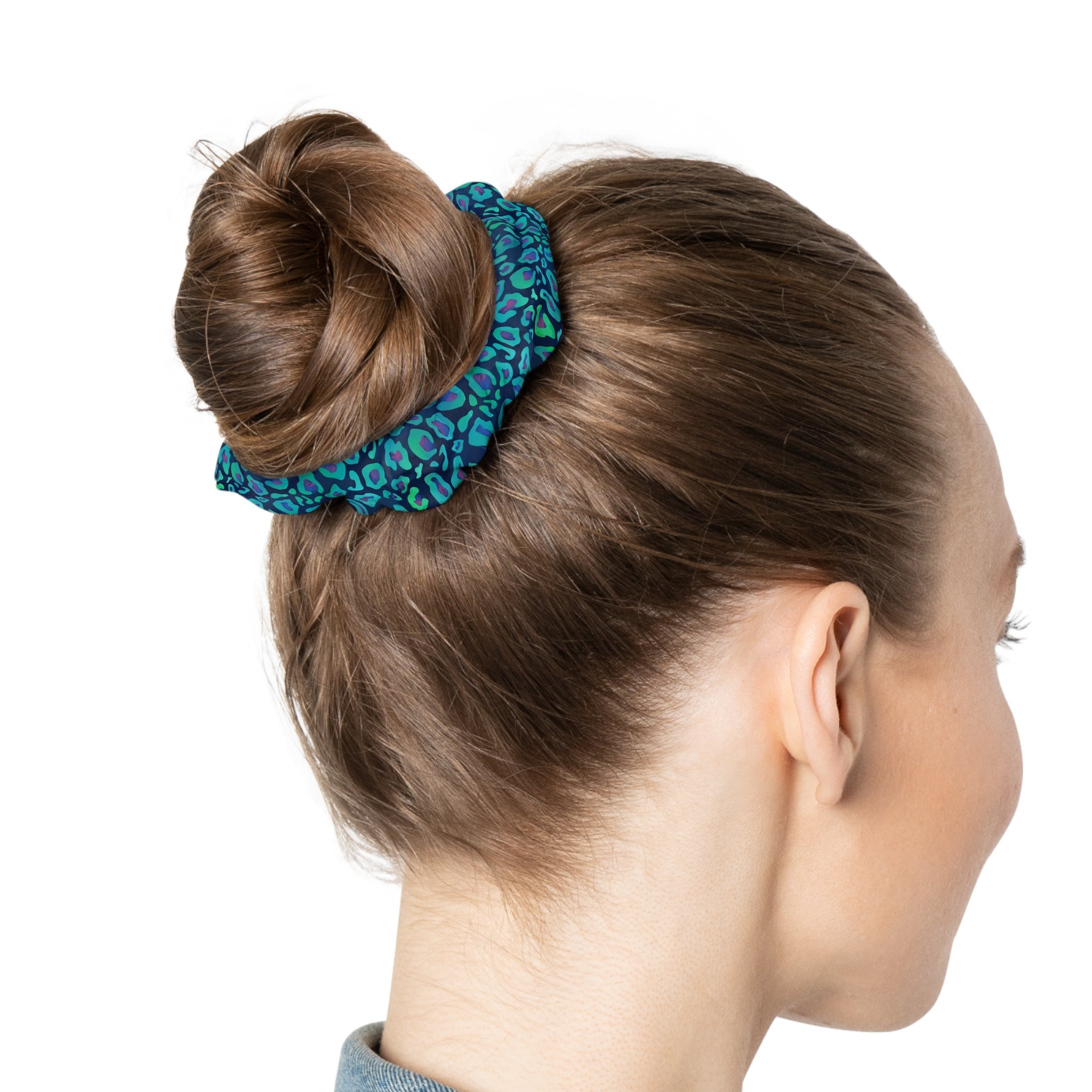 Bespattered Facade Emerald Leopard Scrunchie Hair Tie