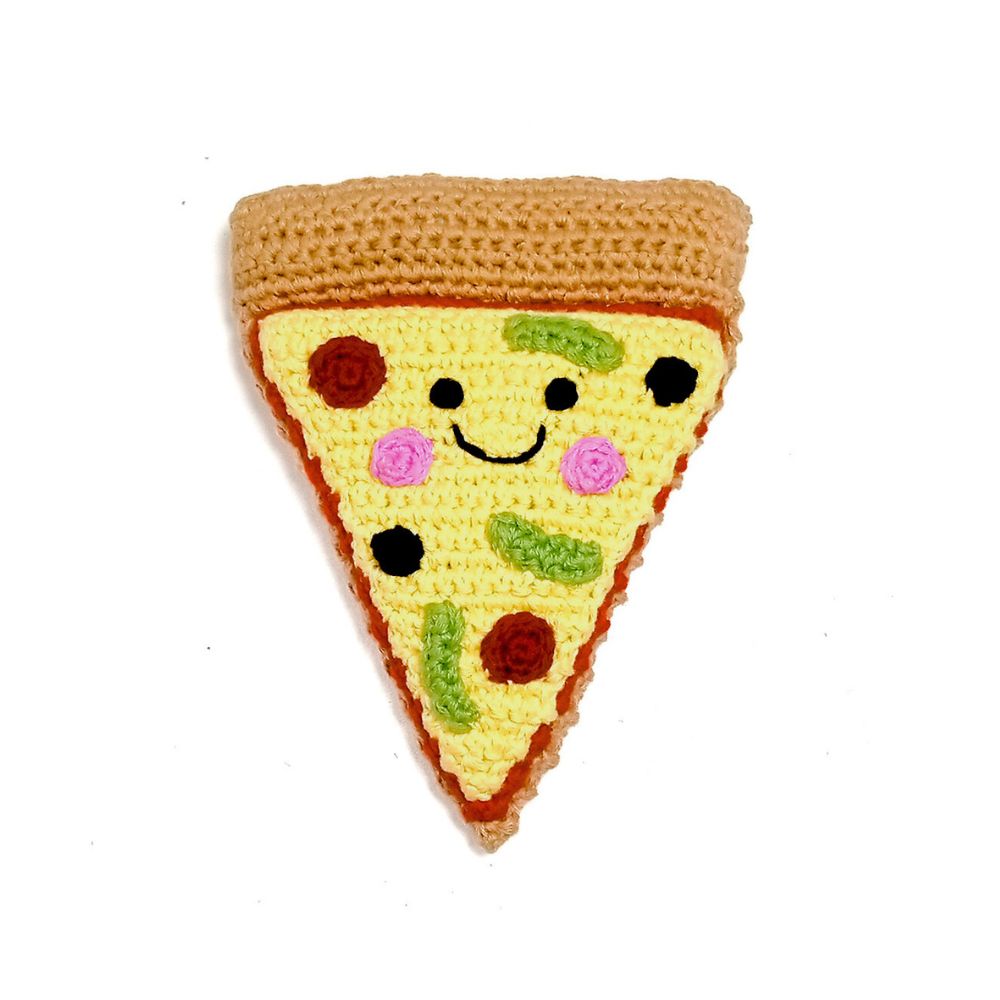Organic Friendly Plush Pizza Slice Rattle Toy