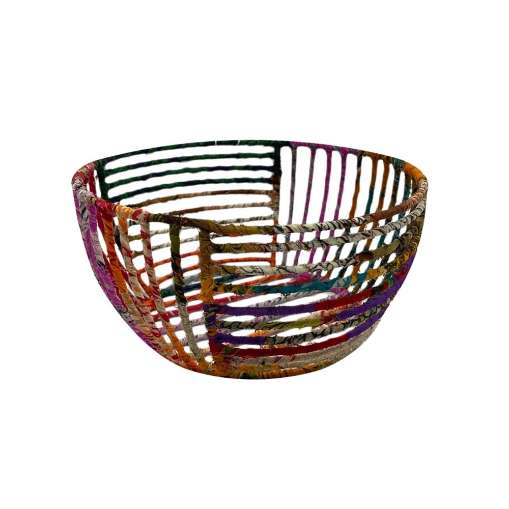 Sari Wrapped Wire Fruit or Bread Basket