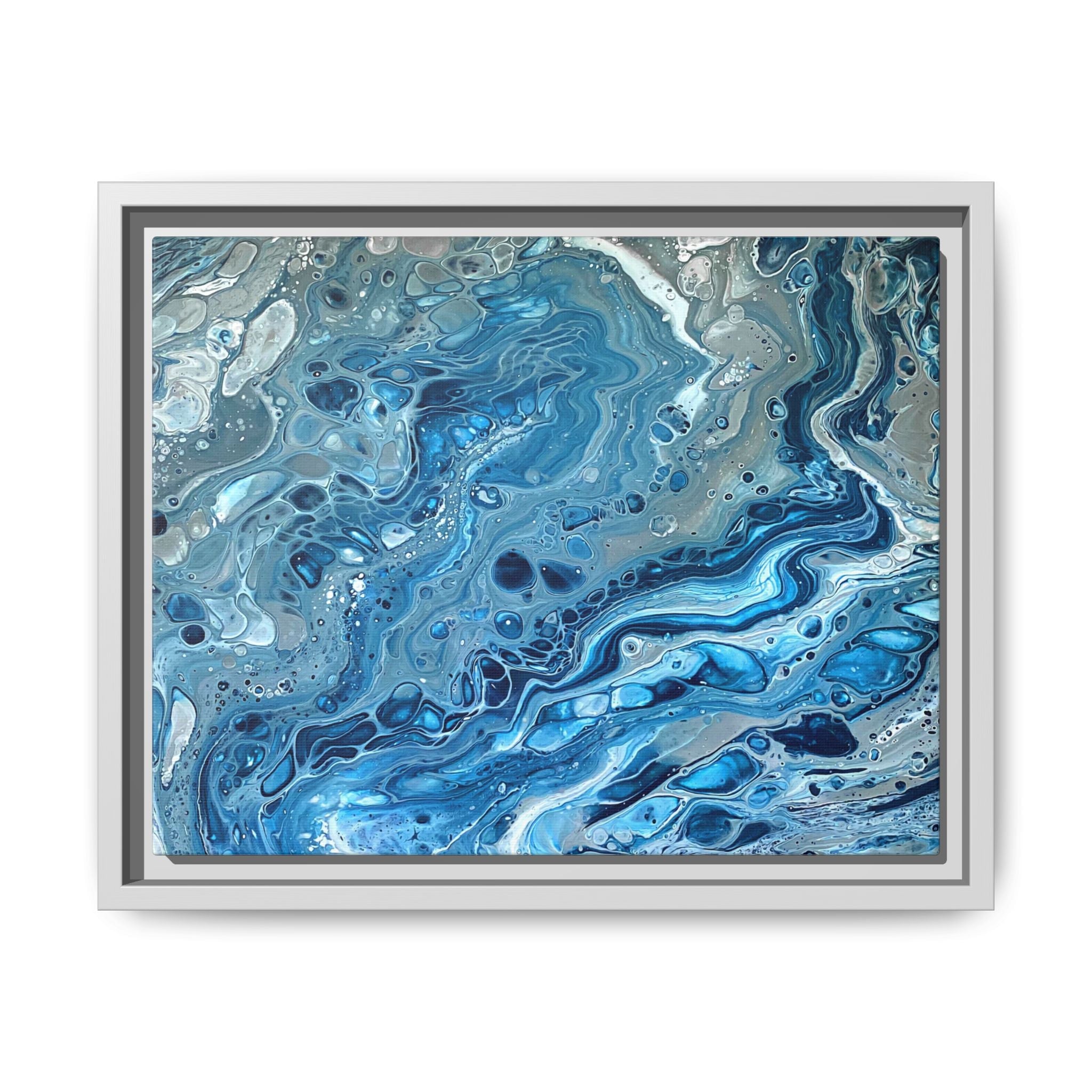 Bespattered Facade Blue Marble Framed Canvas Art Print | 3 Frame Colors | Multiple Sizes