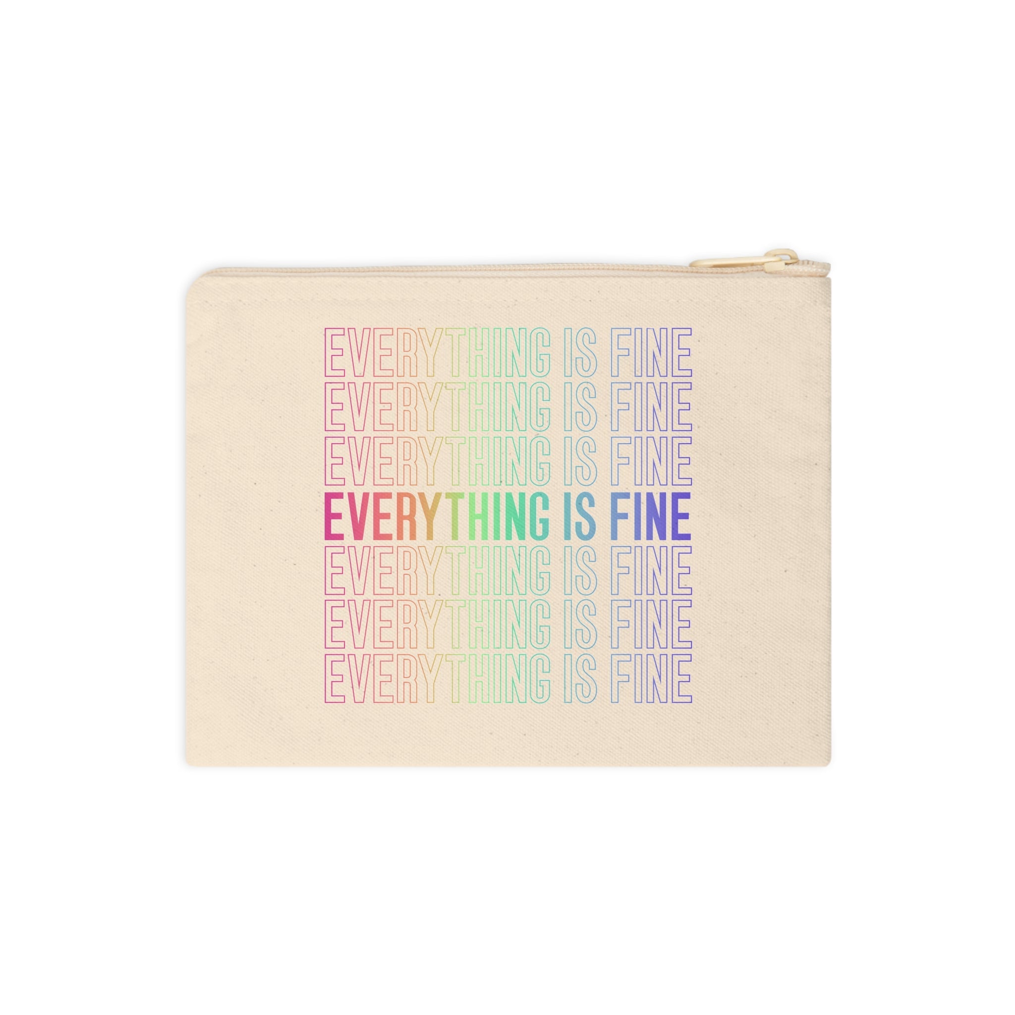 Bespattered Facade Everything is Fine Zipper Pouch Cotton Canvas Wristlet