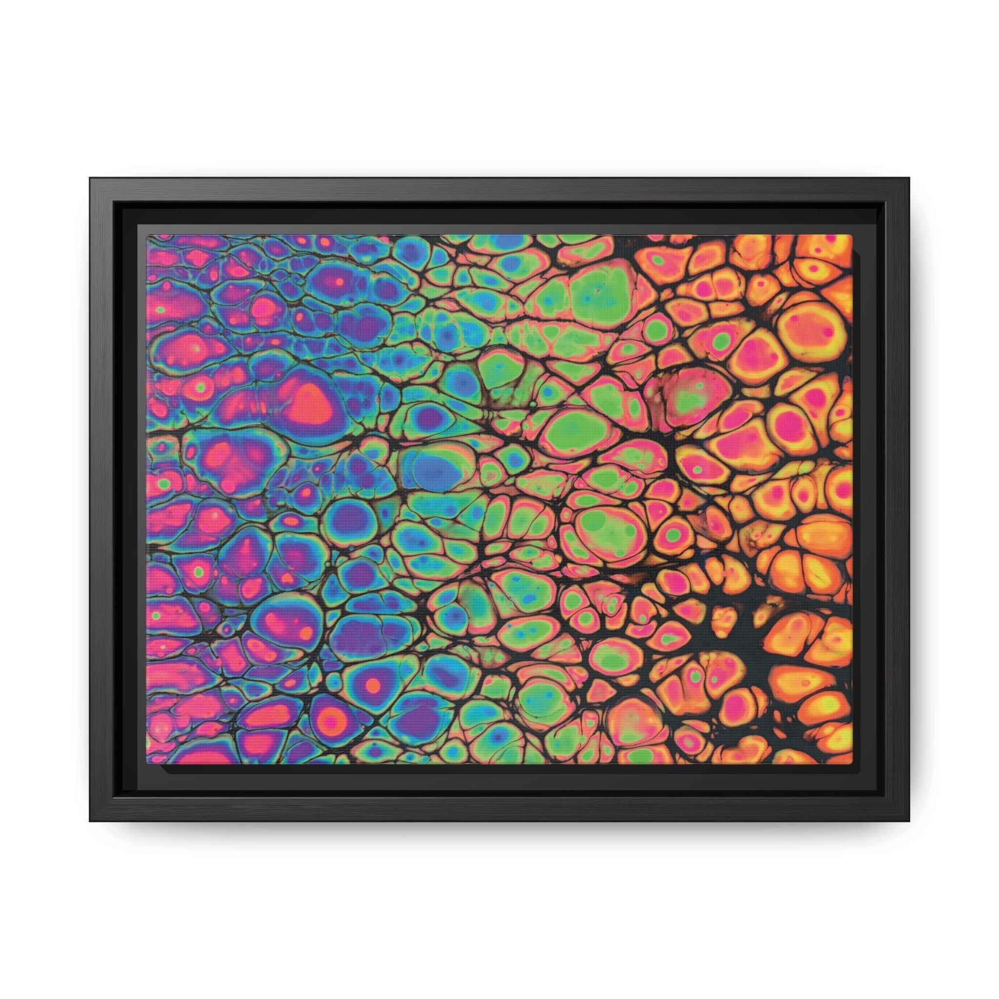 Bespattered Facade Neon Goodness Framed Canvas Art Print | 3 Frame Colors | Multiple Sizes