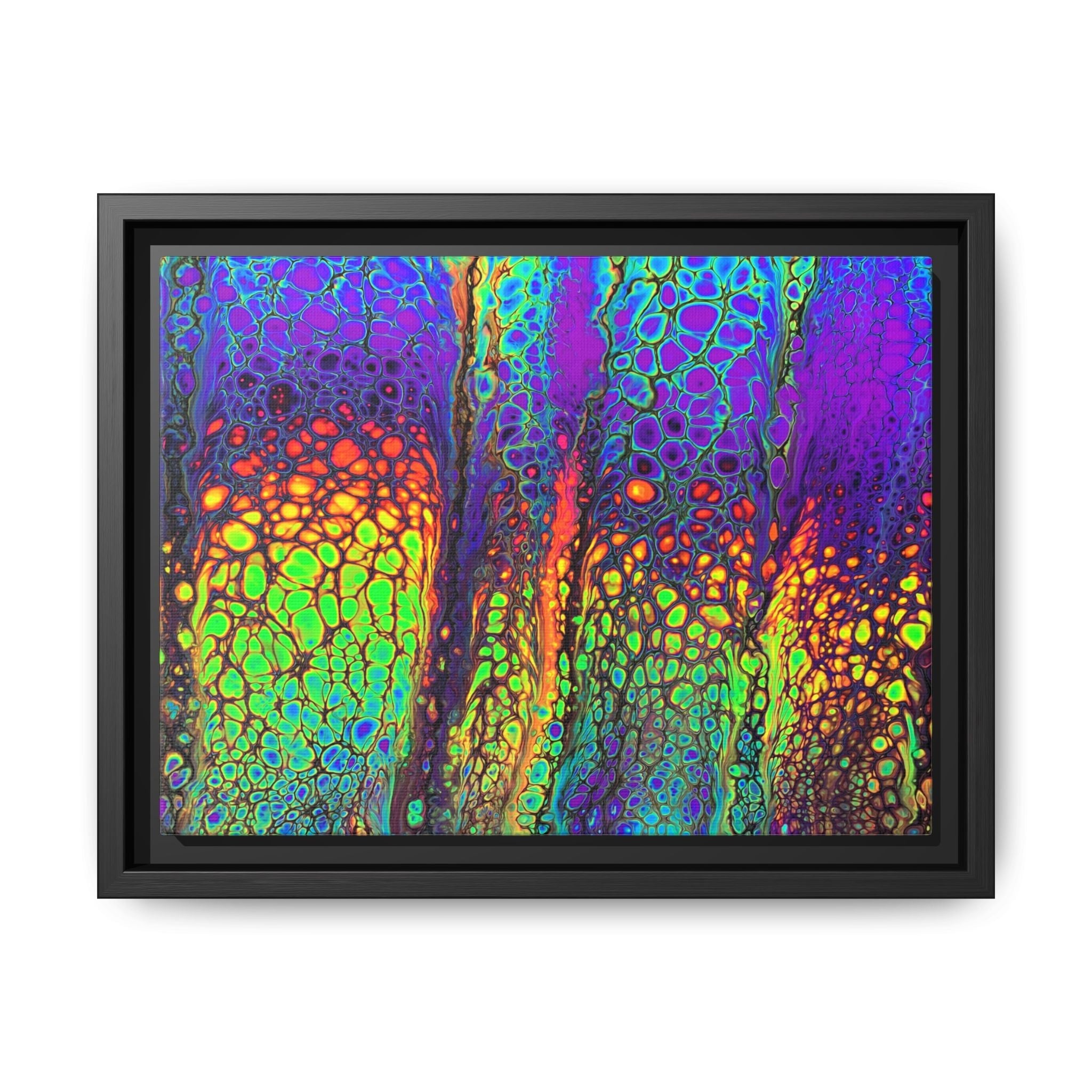 Bespattered Facade Neon Lava Framed Canvas Art Print | 3 Frame Colors | Multiple Sizes