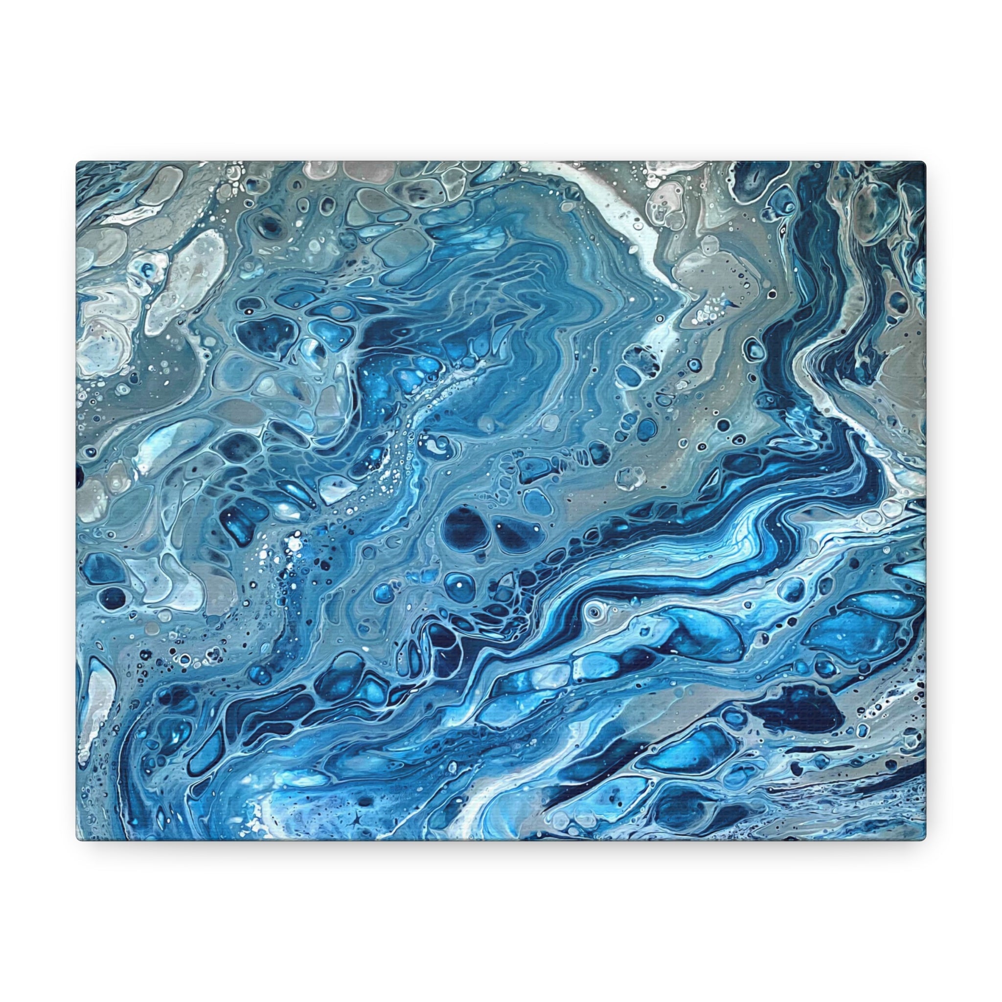 Bespattered Facade Blue Marble Stretched Matte Canvas Art Prints | Multiple Sizes