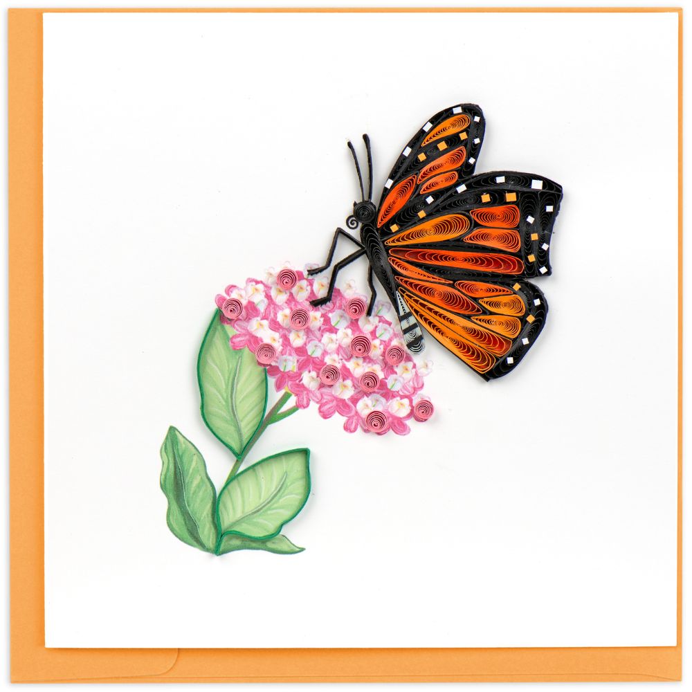 Monarch Milkweed Butterfly Quilled Greeting Card