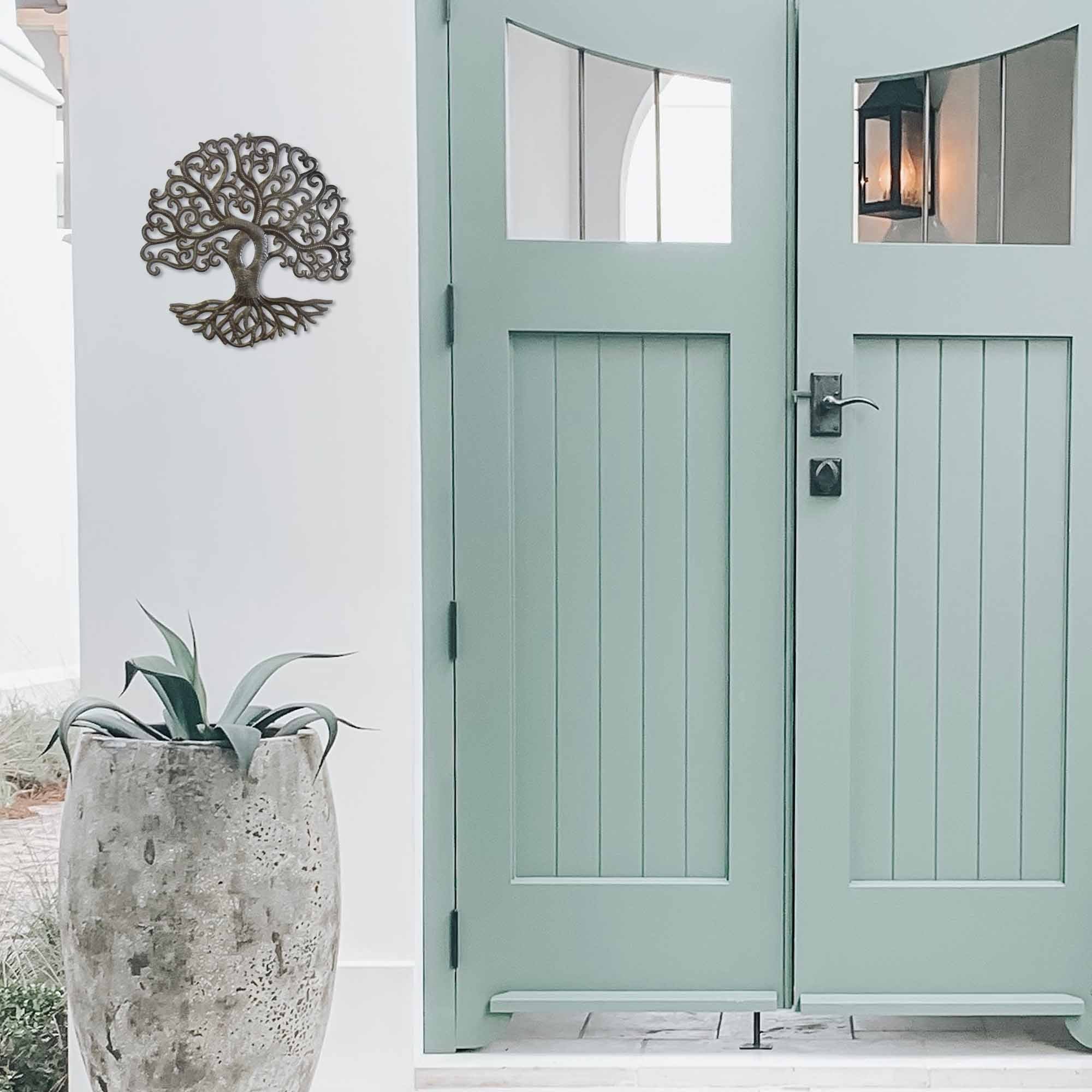 Curly Tree of Life Recycled Metal Wall Art 14"