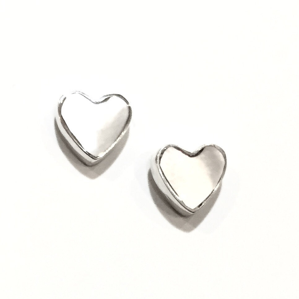 Sterling Silver and Mother of Pearl Heart Stud Earrings