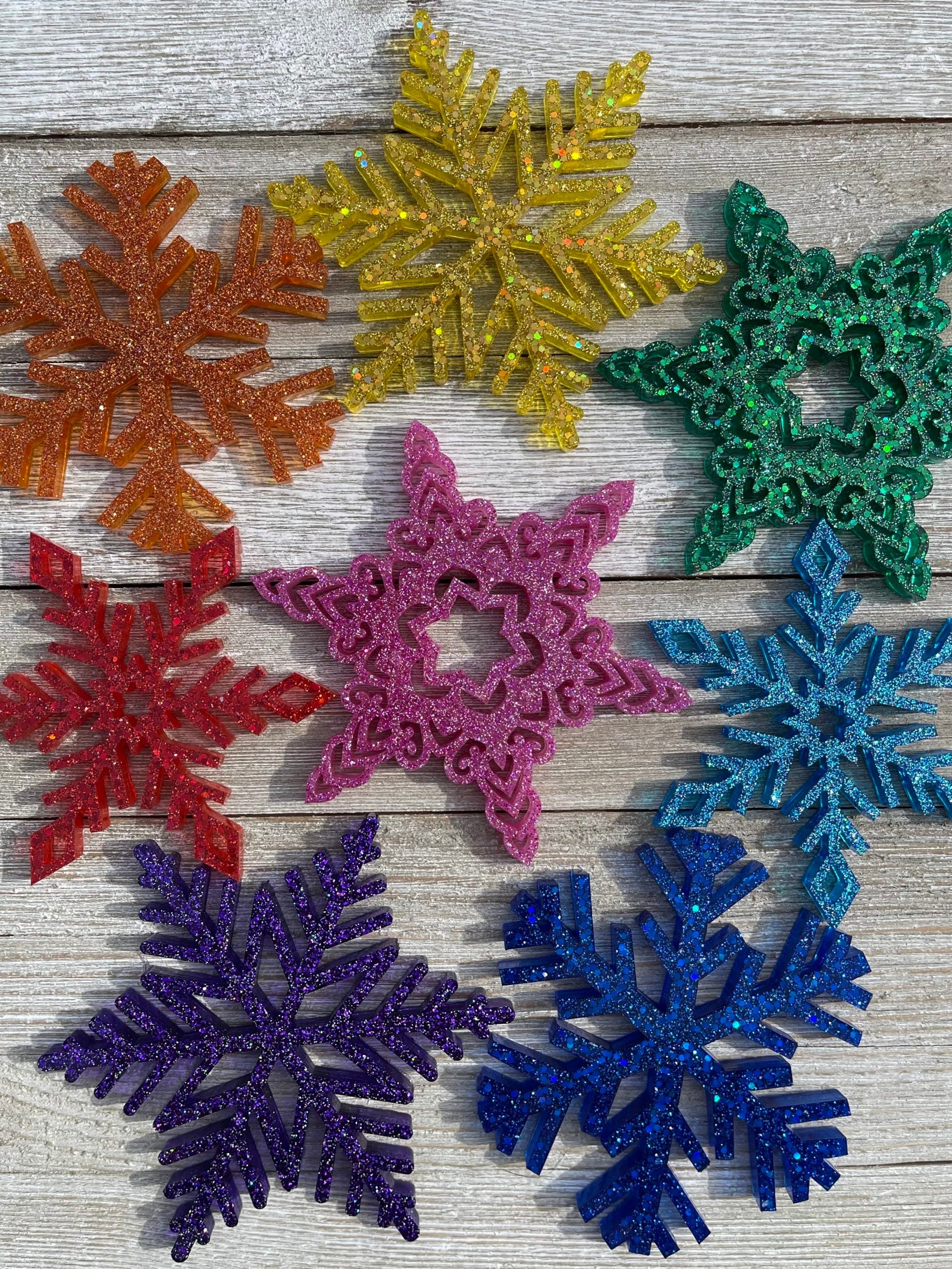PREORDER - Set of 8 Rainbow Snowflake Ornaments