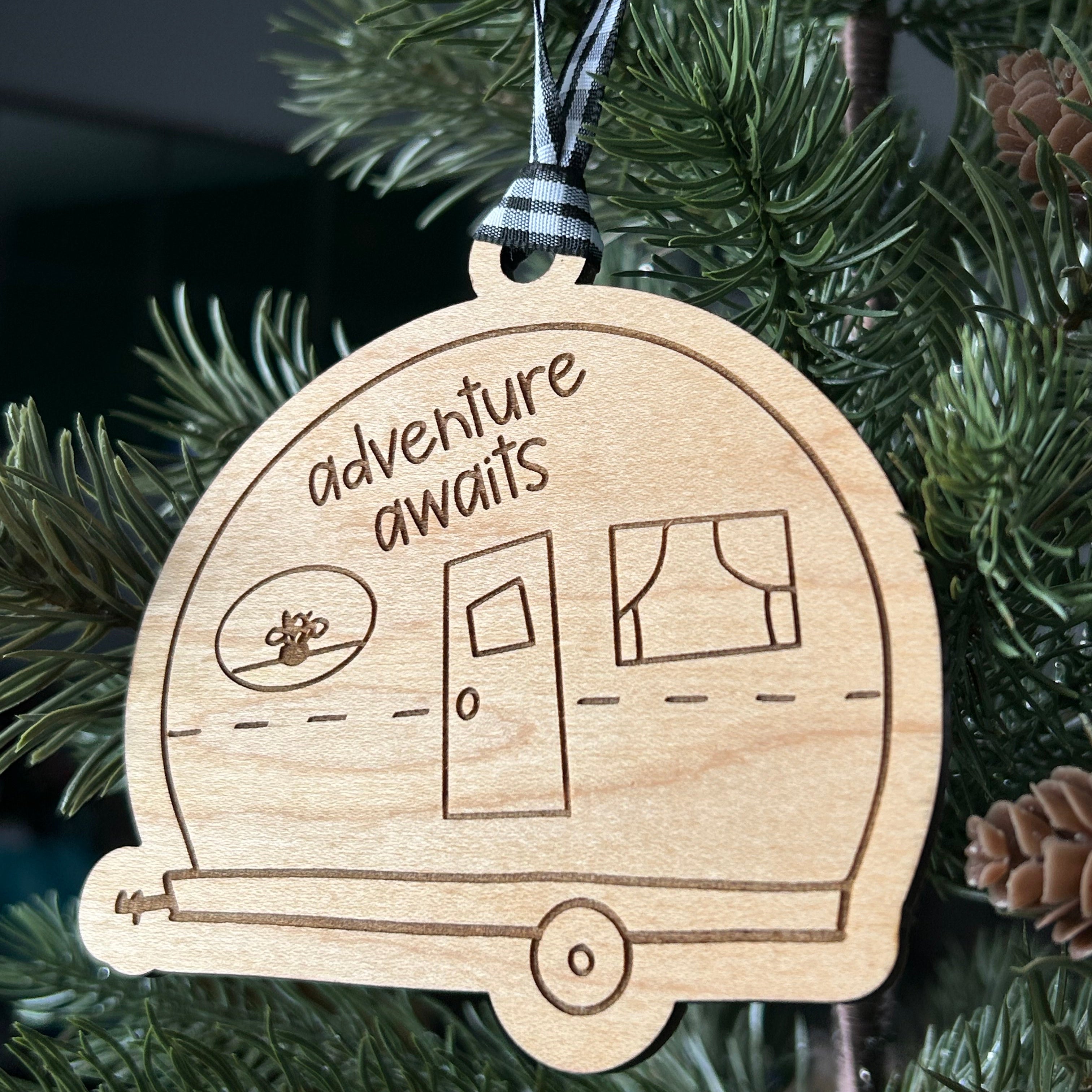 Adventure awaits - camper ornament