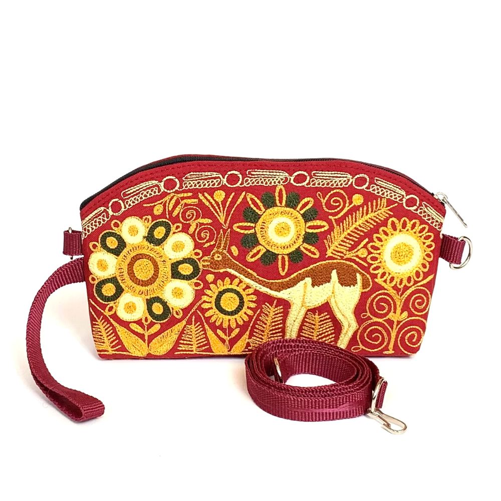 Embroidered Crossbody Pouch
