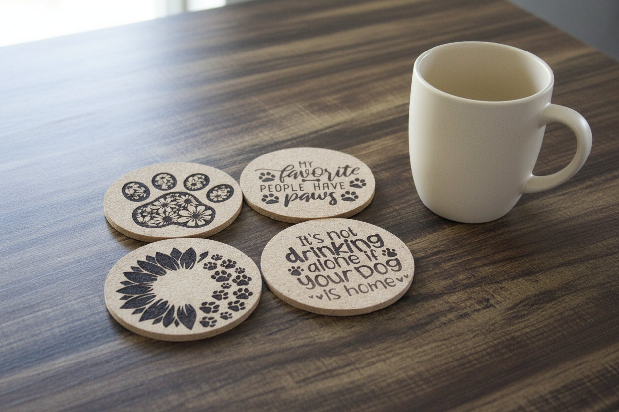 Coaster cork coasters - dog lover/cat lover sayings