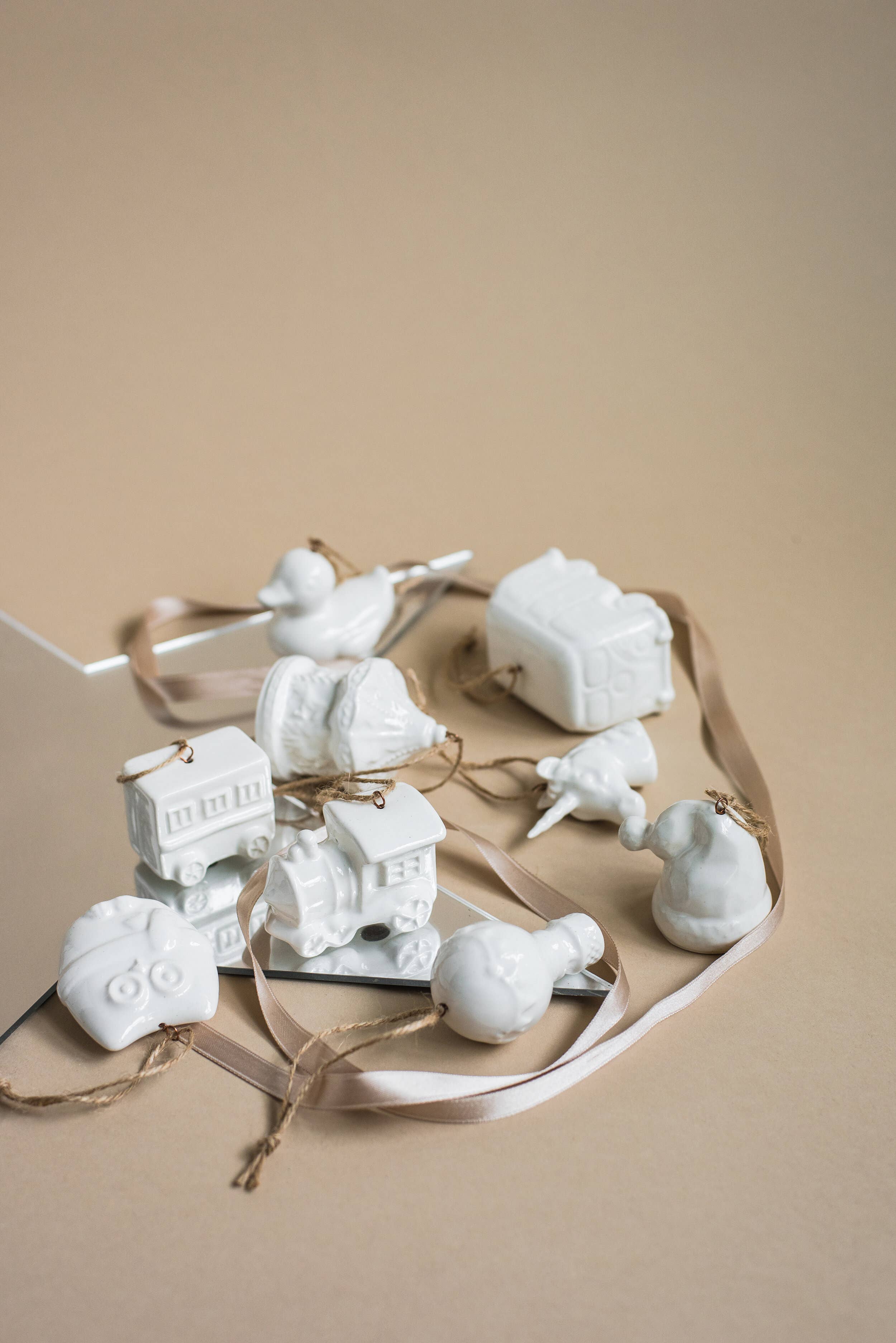 Handmade Porcelain Christmas Ornaments: Mini Bus