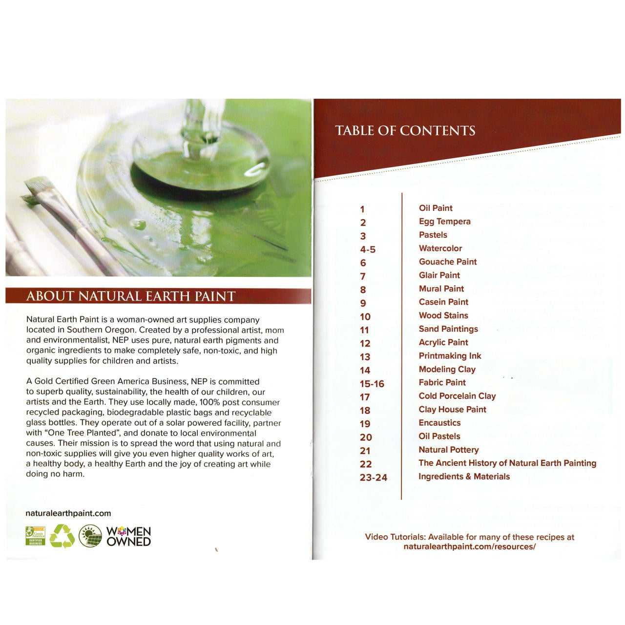 Natural Paint & Art Supplies Recipe Booklet