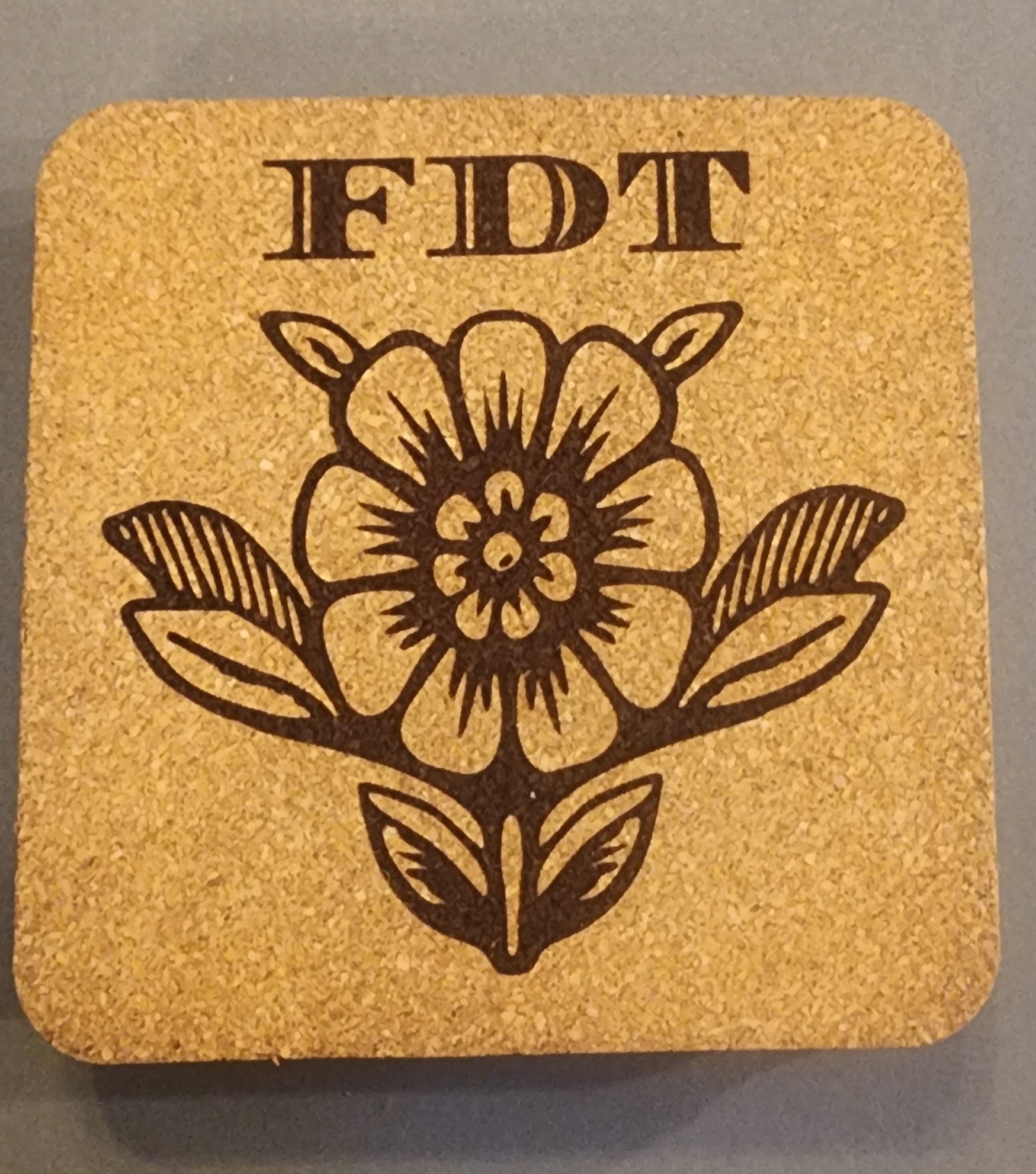 EcoEssentials FDT Flower 🌼 4 pack Cork Coasters