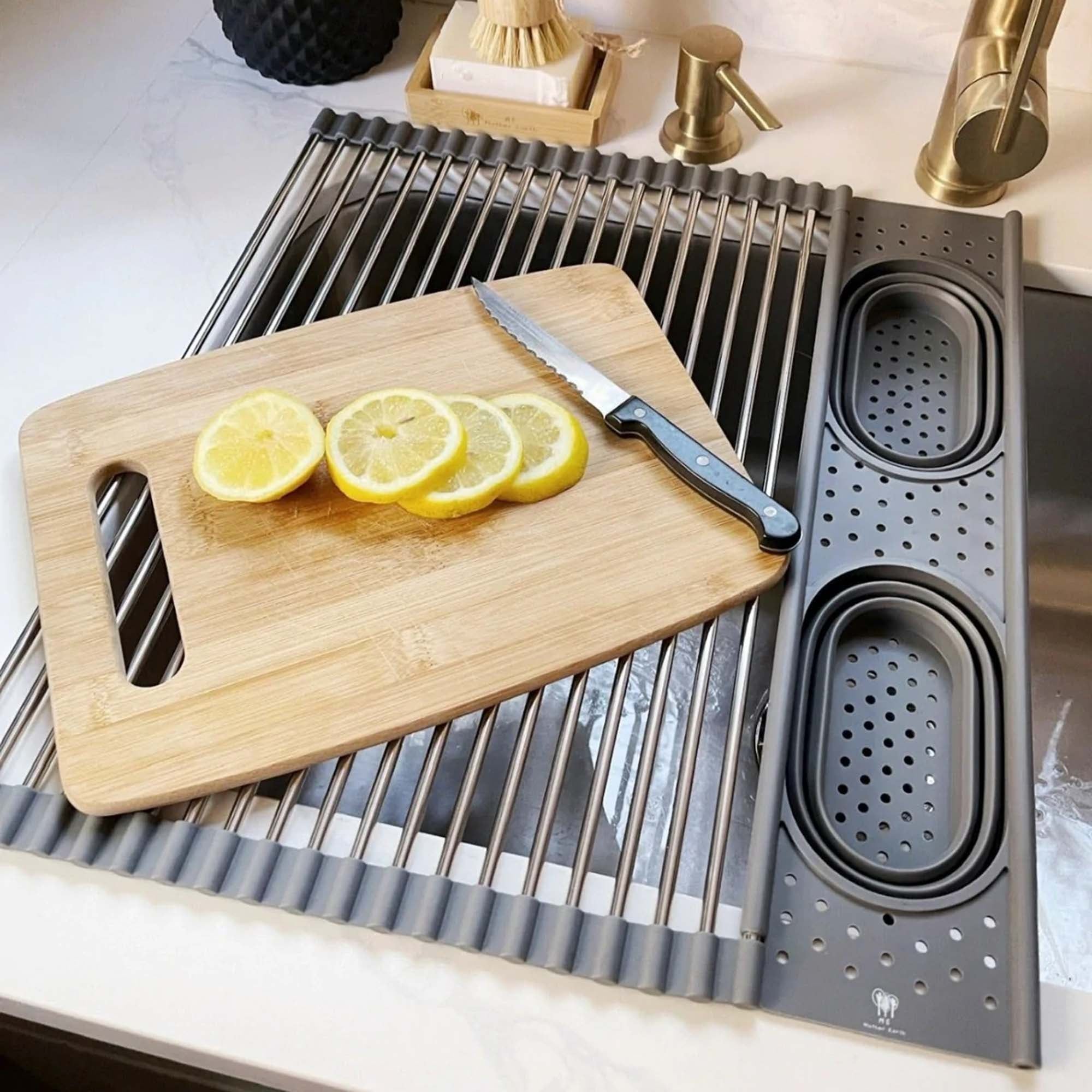 Roll up Silicone & Stainless Steel Dish Drying Rack