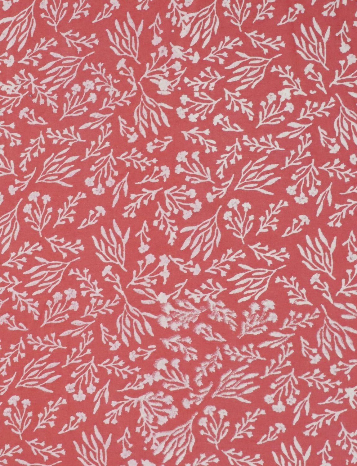 Terracotta Rose Botanical Block Printed Cotton Fabric by the Yard