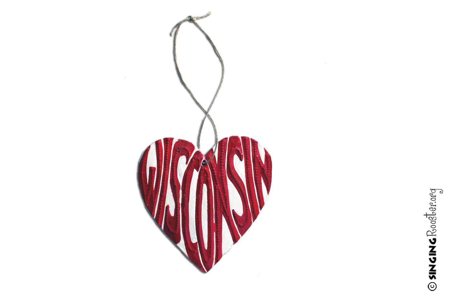 Wisconsin Heart Ornament