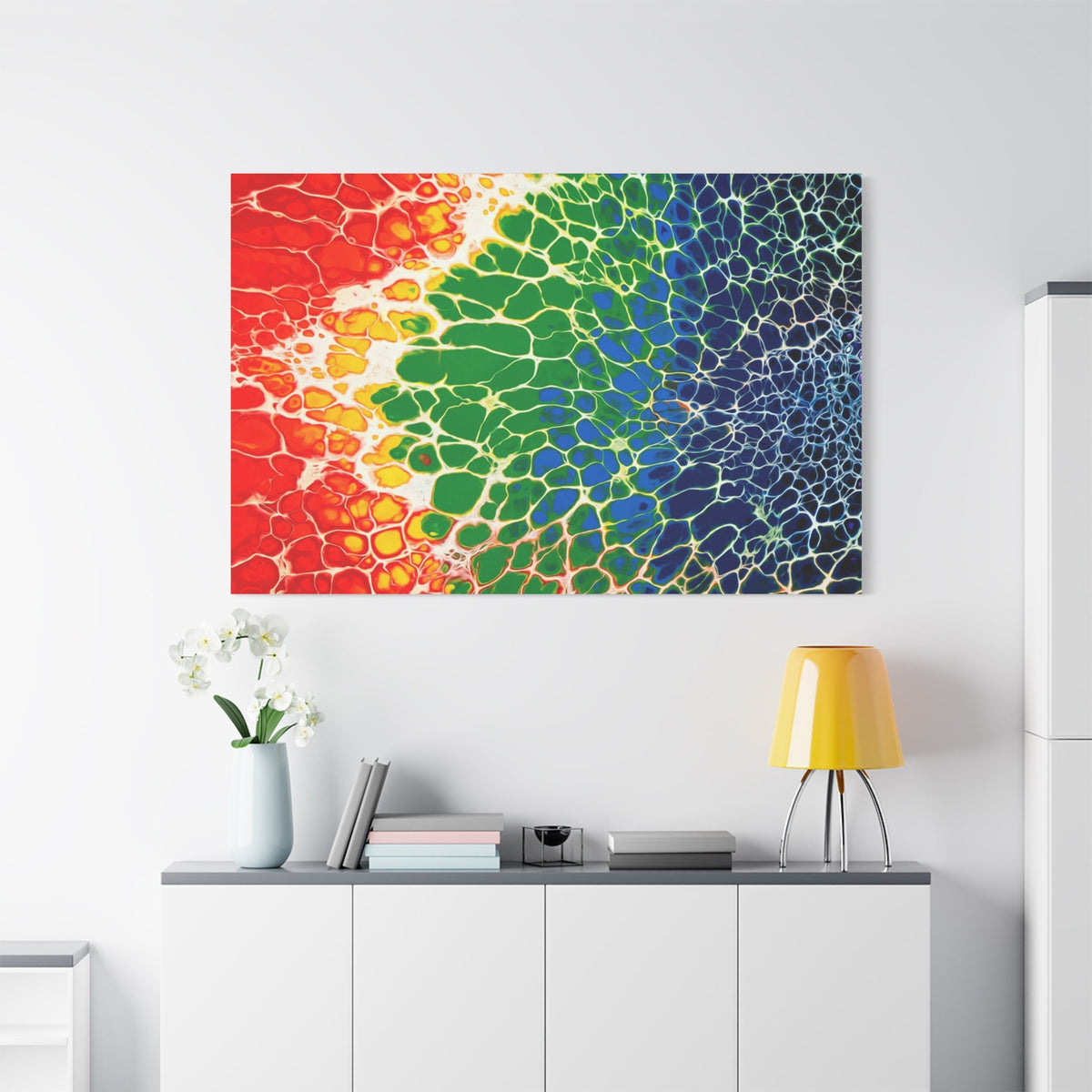 Bespattered Facade Rainbow Seaside Stretched Matte Canvas Art Prints | Multiple Sizes
