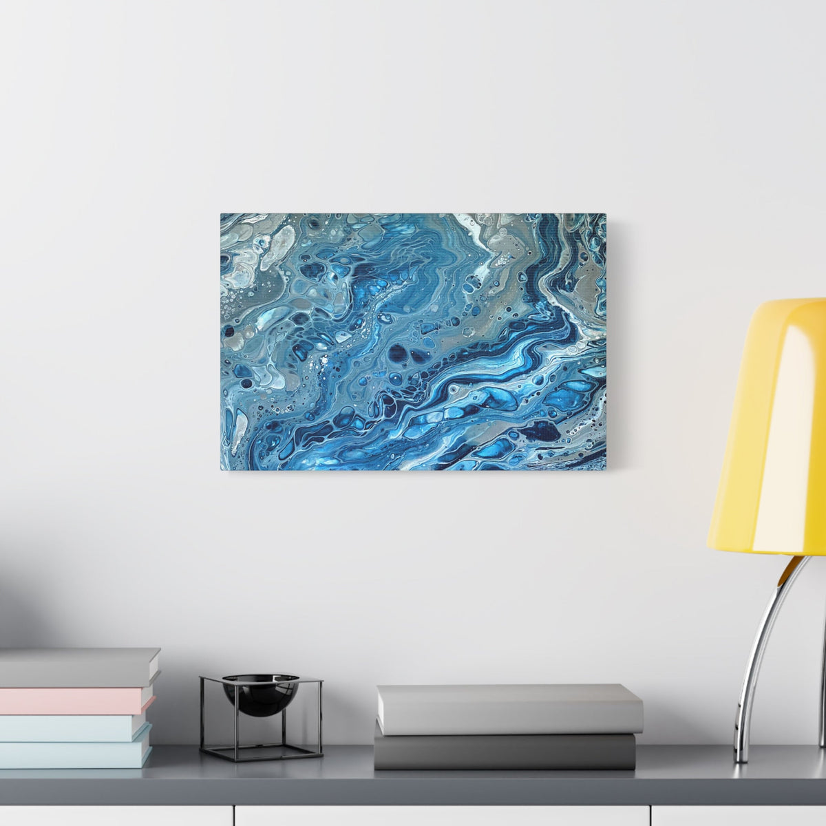 Bespattered Facade Blue Marble Stretched Matte Canvas Art Prints | Multiple Sizes