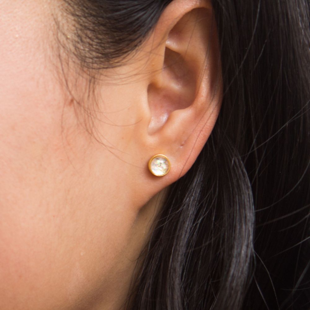 Mina Gold and Opal Stud Earrings