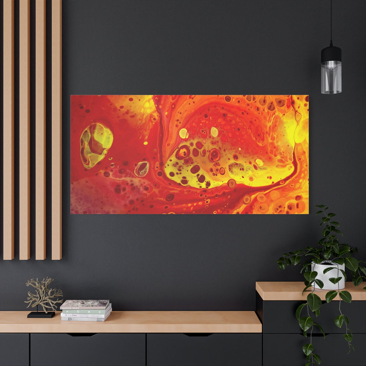 Bespattered Facade Flamin' Hot Stretched Matte Canvas Art Prints | Multiple Sizes