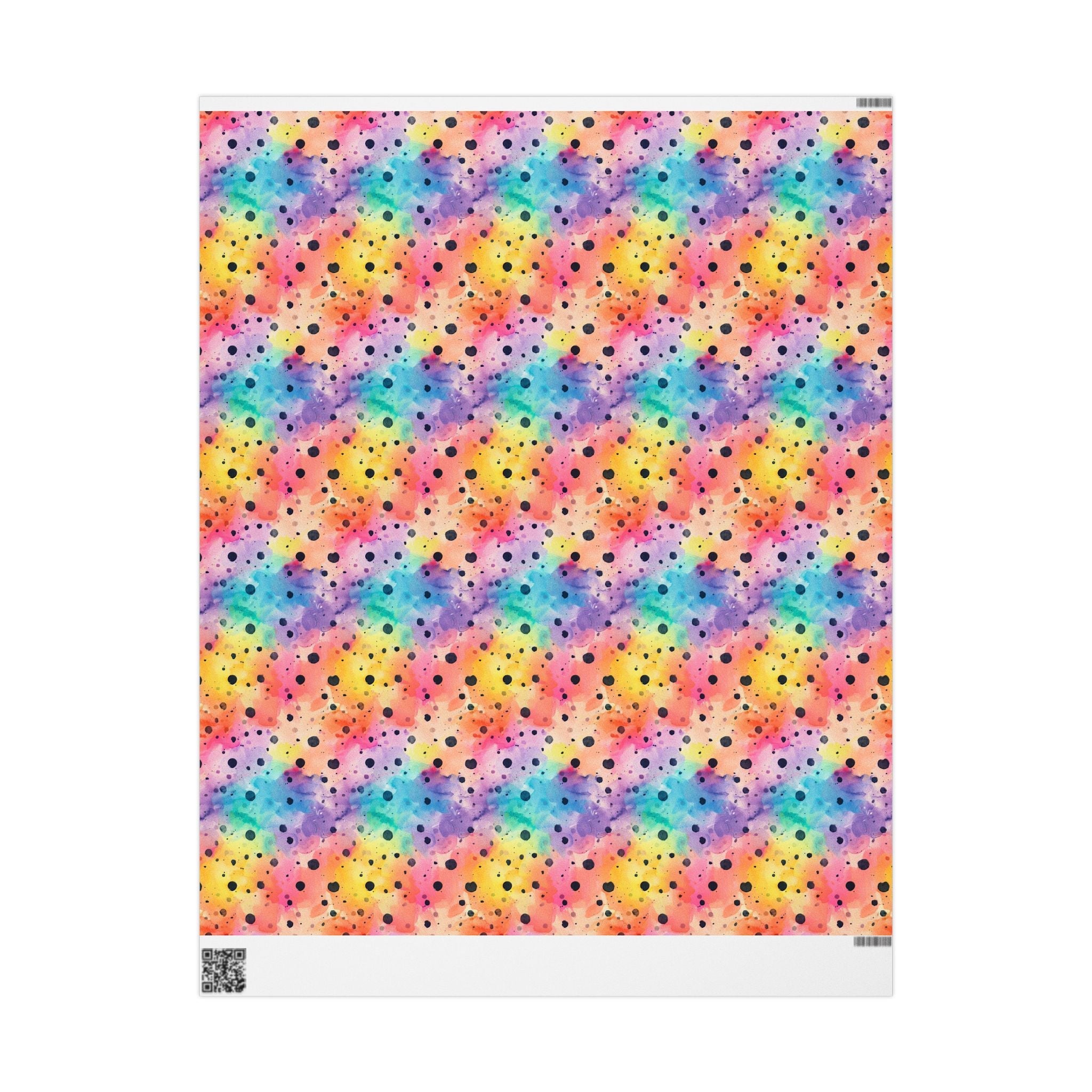 Bespattered Facade Rainbow Watercolor Dots Wrapping Paper | Three Sizes | Glossy or Matte