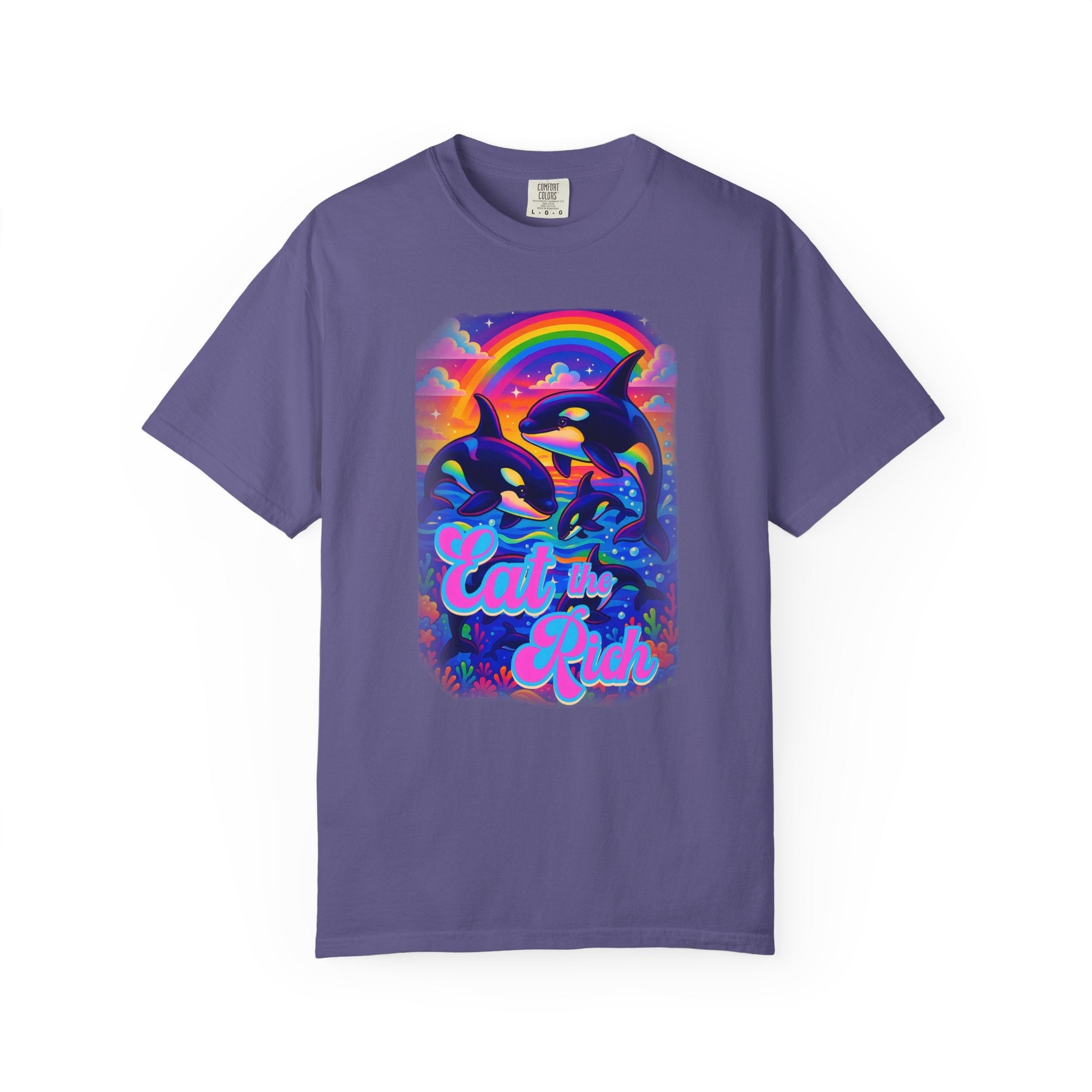 Bespattered Facade Whimsical "Eat the Rich" Orcas Premium Unisex Comfort Colors Garment Dyed 100% Cotton T-Shirt