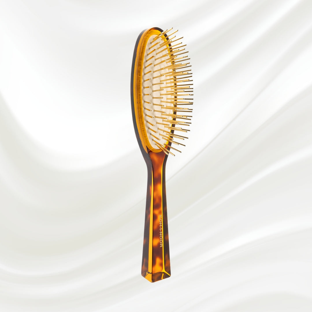 Jaspè Pneumatic Detangling Hair Brush - Gold Plated Metal Pins for Thick & Curly Hair
