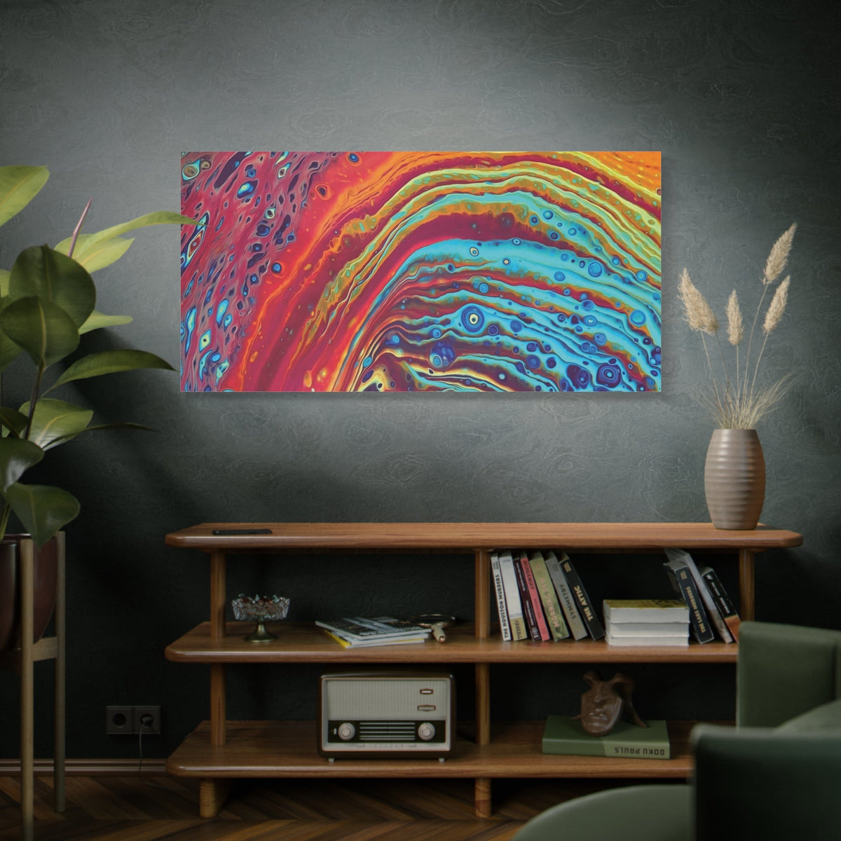 Bespattered Facade Rainbow Rings Stretched Matte Canvas Art Prints | Multiple Sizes
