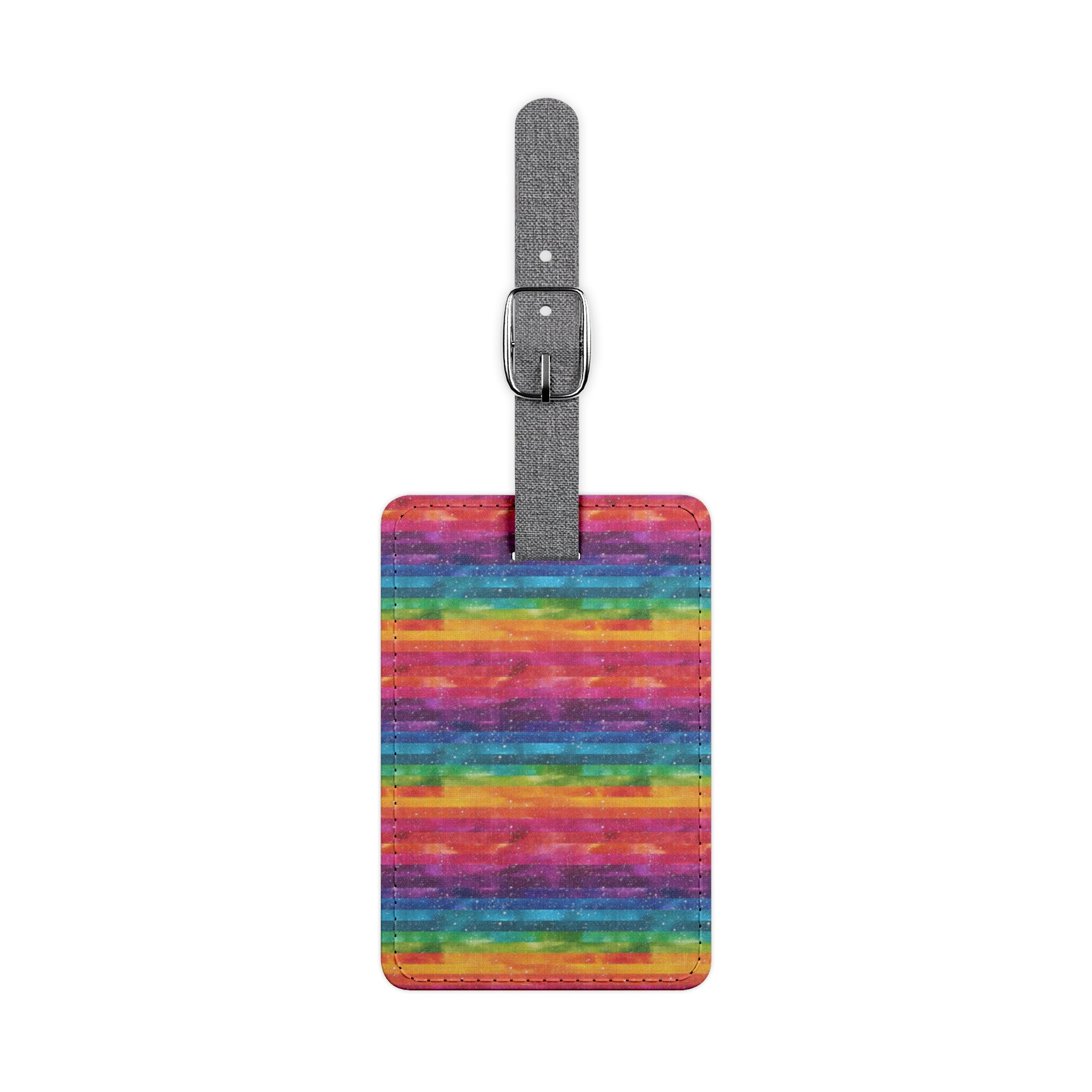 Bespattered Facade Rainbow Stripes Saffiano Polyester Luggage Tag