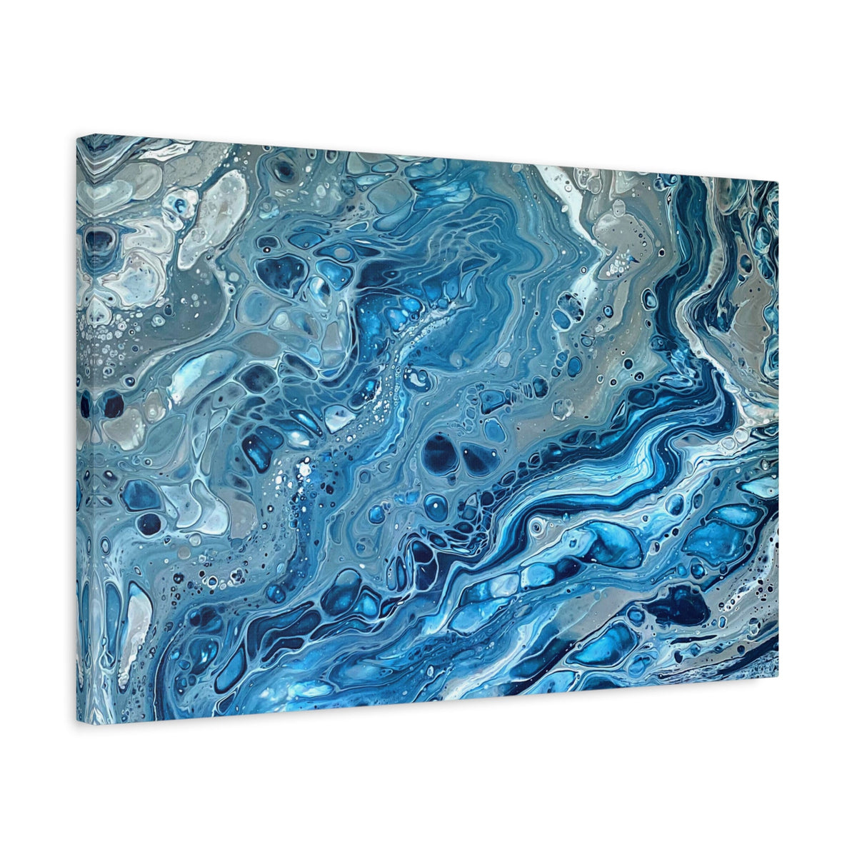 Bespattered Facade Blue Marble Stretched Matte Canvas Art Prints | Multiple Sizes