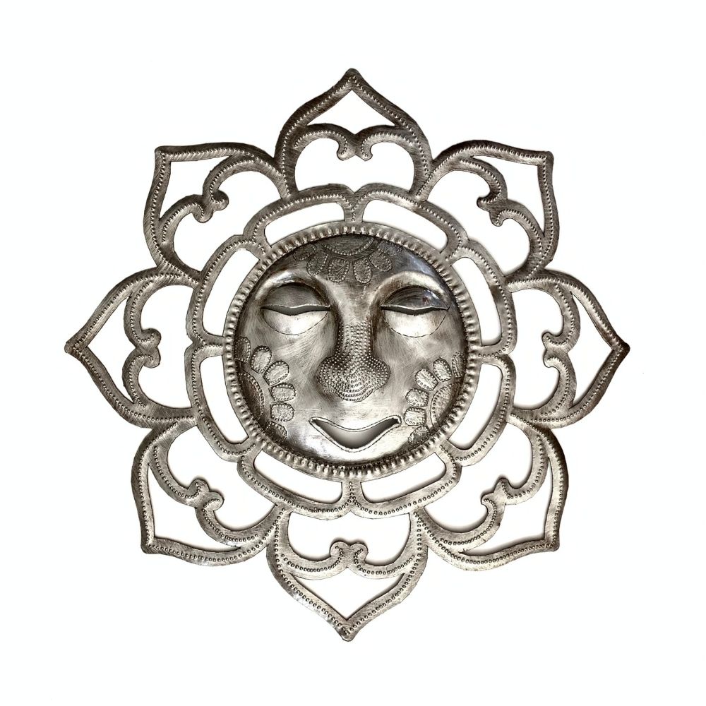 Lotus Sun Recycled Metal Wall Art 12"