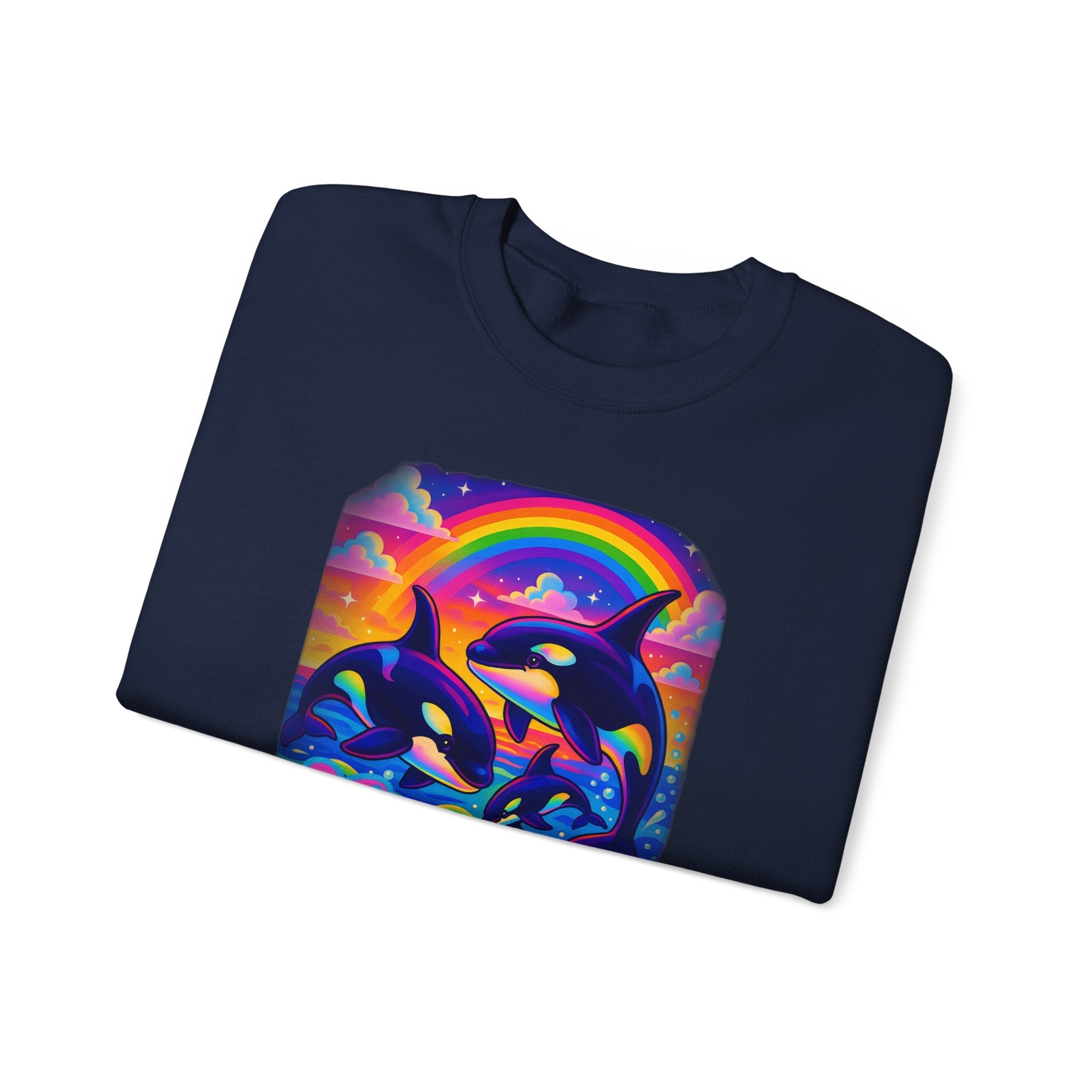 Bespattered Facade Whimsical "Eat the Rich" Orcas Unisex Heavy Blend™ Crewneck Sweatshirt