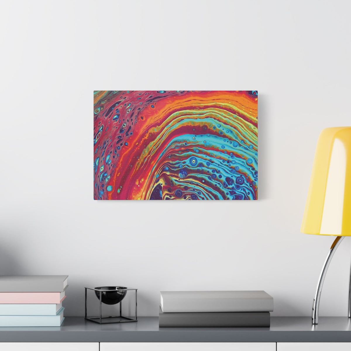 Bespattered Facade Rainbow Rings Stretched Matte Canvas Art Prints | Multiple Sizes