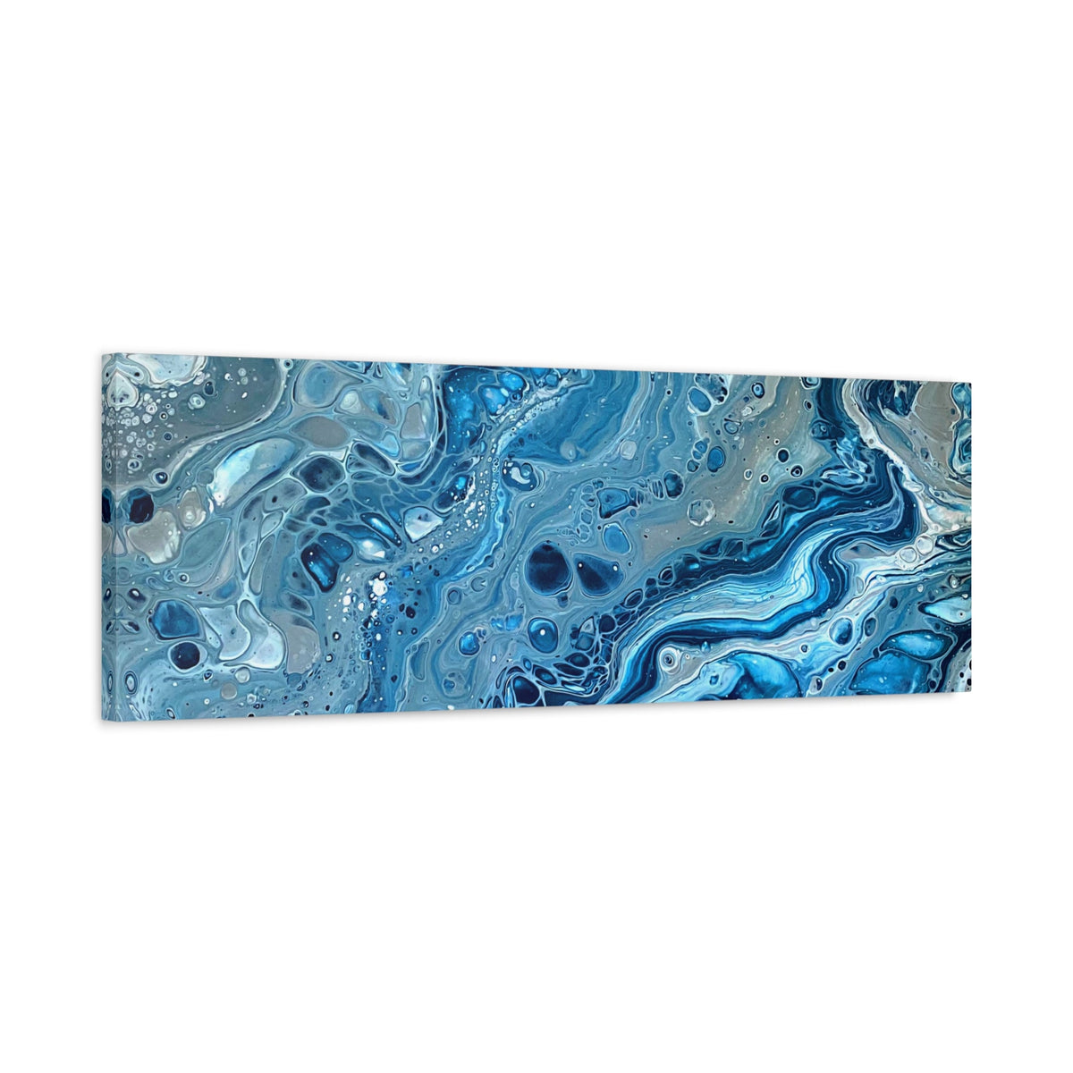 Bespattered Facade Blue Marble Stretched Matte Canvas Art Prints | Multiple Sizes
