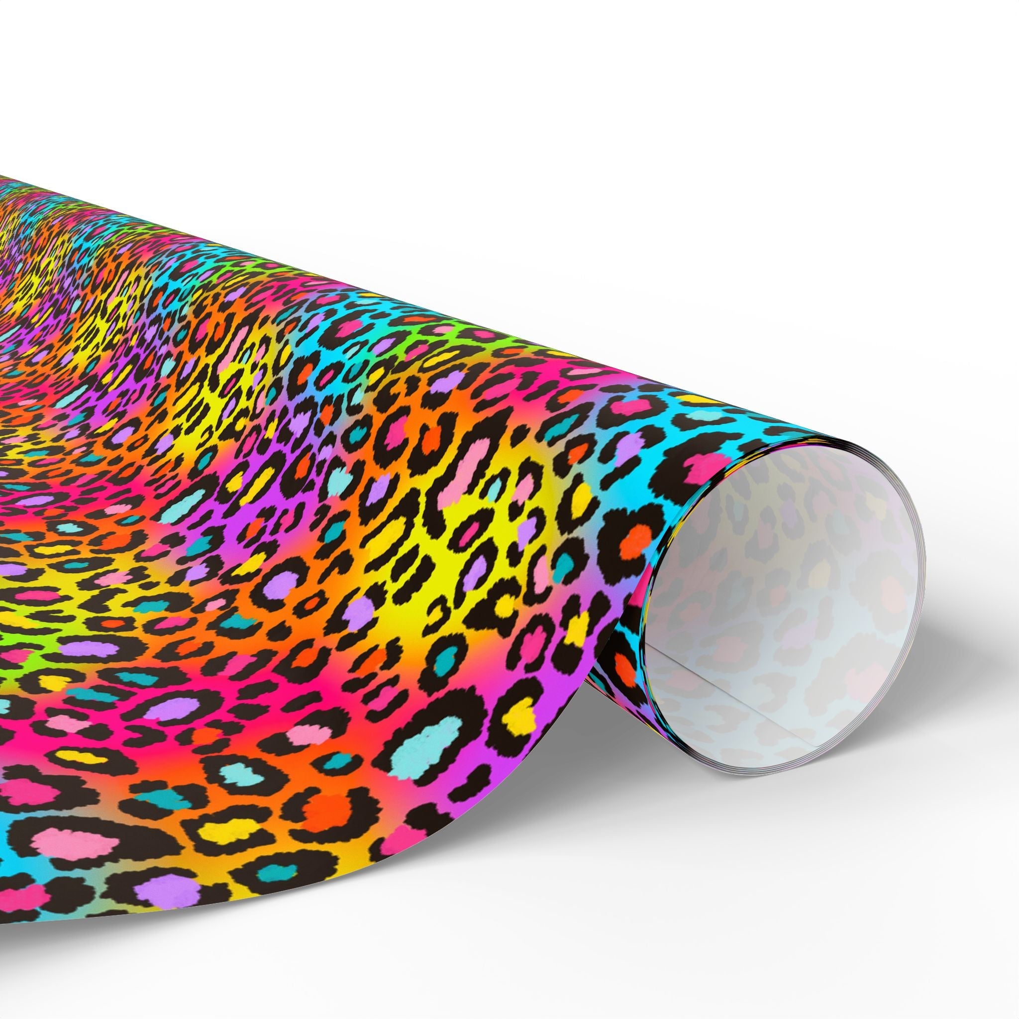 Bespattered Facade Rainbow Leopard Wrapping Paper | Three Sizes | Glossy or Matte
