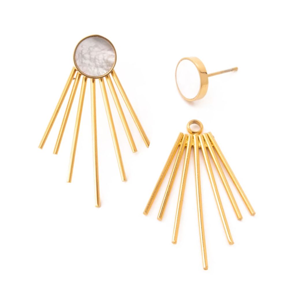 Caroline Mother of Pearl Stud & Fringe Earrings