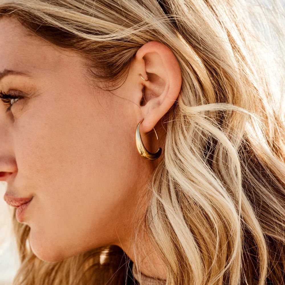 Crescent Moon Thread Drop Earrings