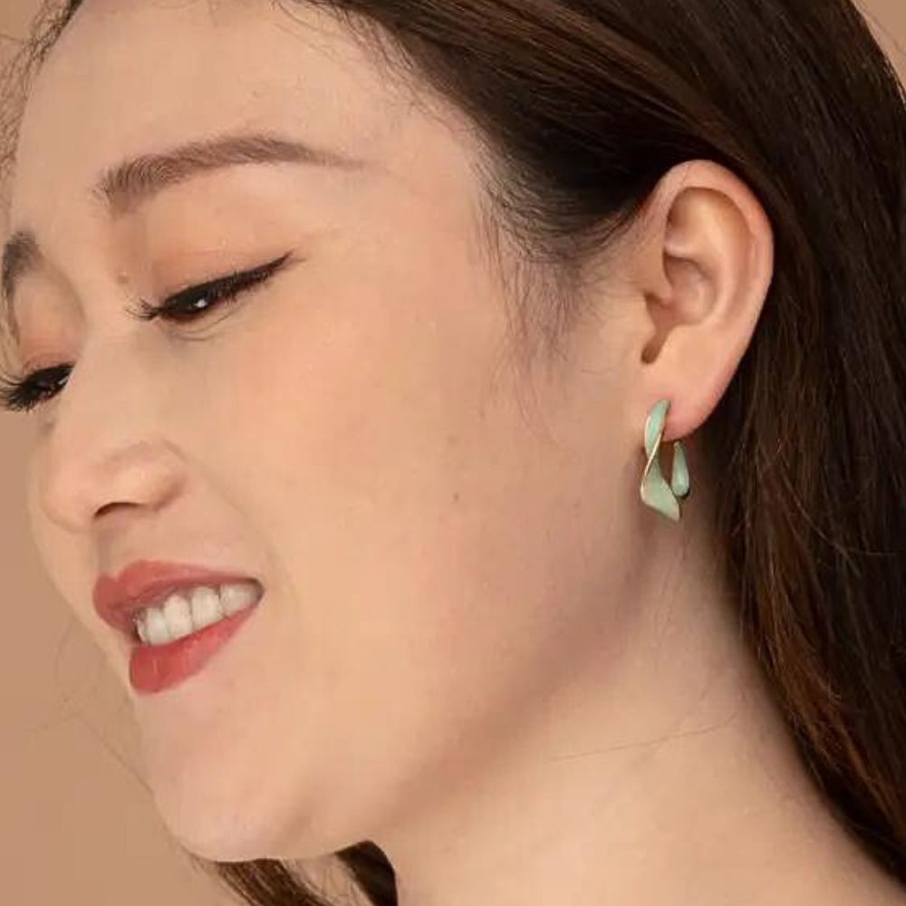 With a Twist Hoop Earrings - Mint