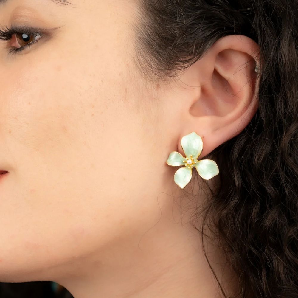 Hope in Bloom Flower Post Earrings - Mint