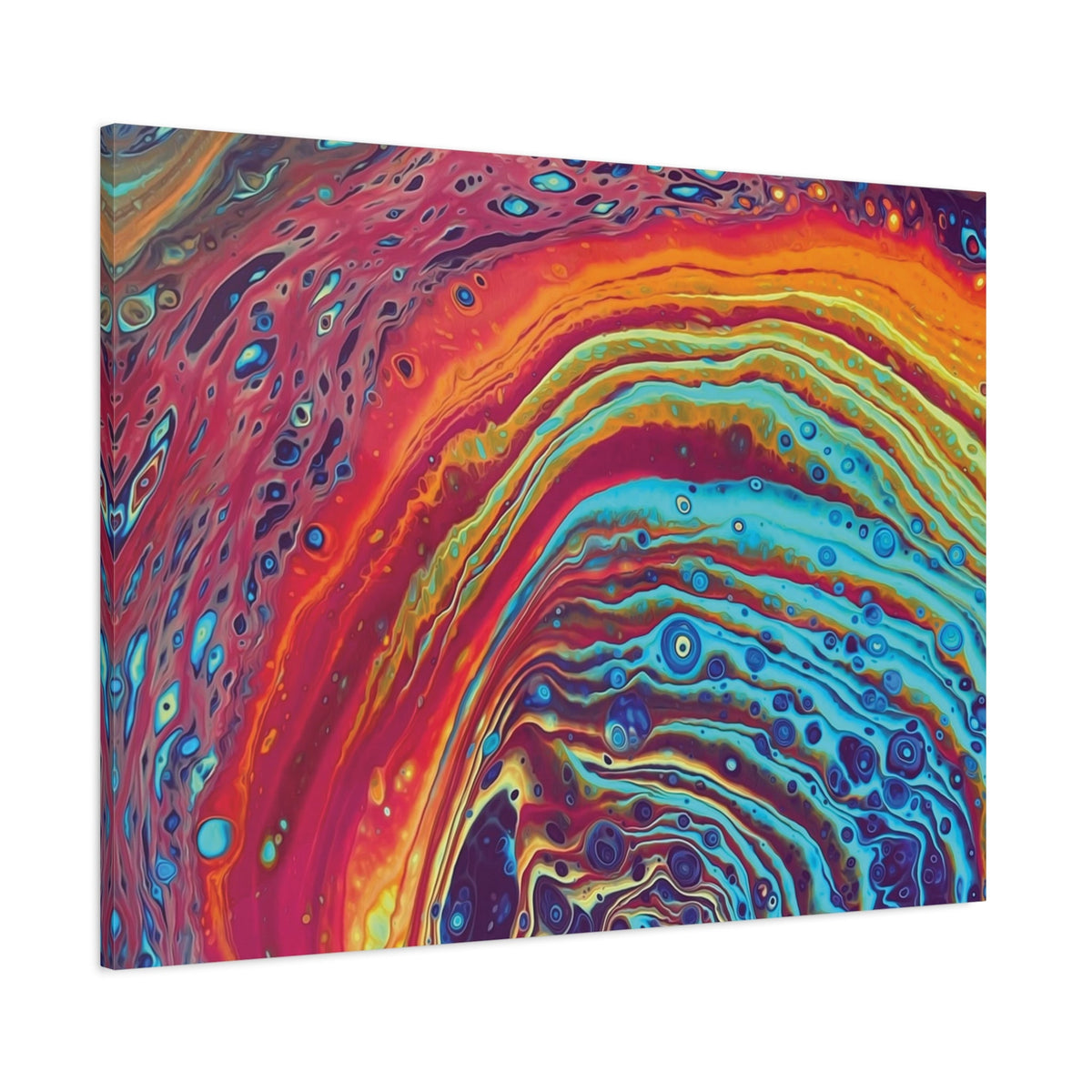 Bespattered Facade Rainbow Rings Stretched Matte Canvas Art Prints | Multiple Sizes
