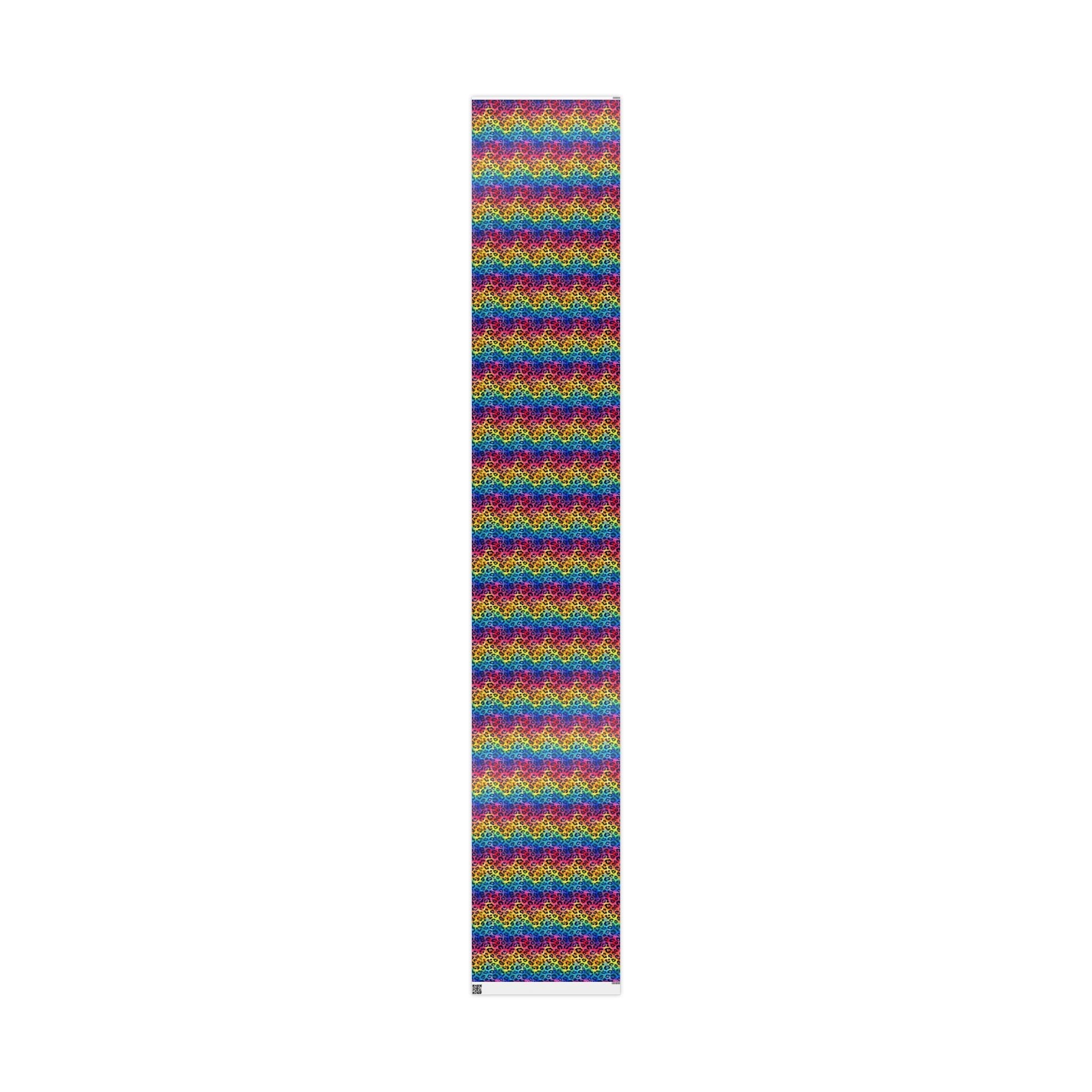 Bespattered Facade Rainbow Watercolor Leopard Wrapping Paper | Three Sizes | Glossy or Matte