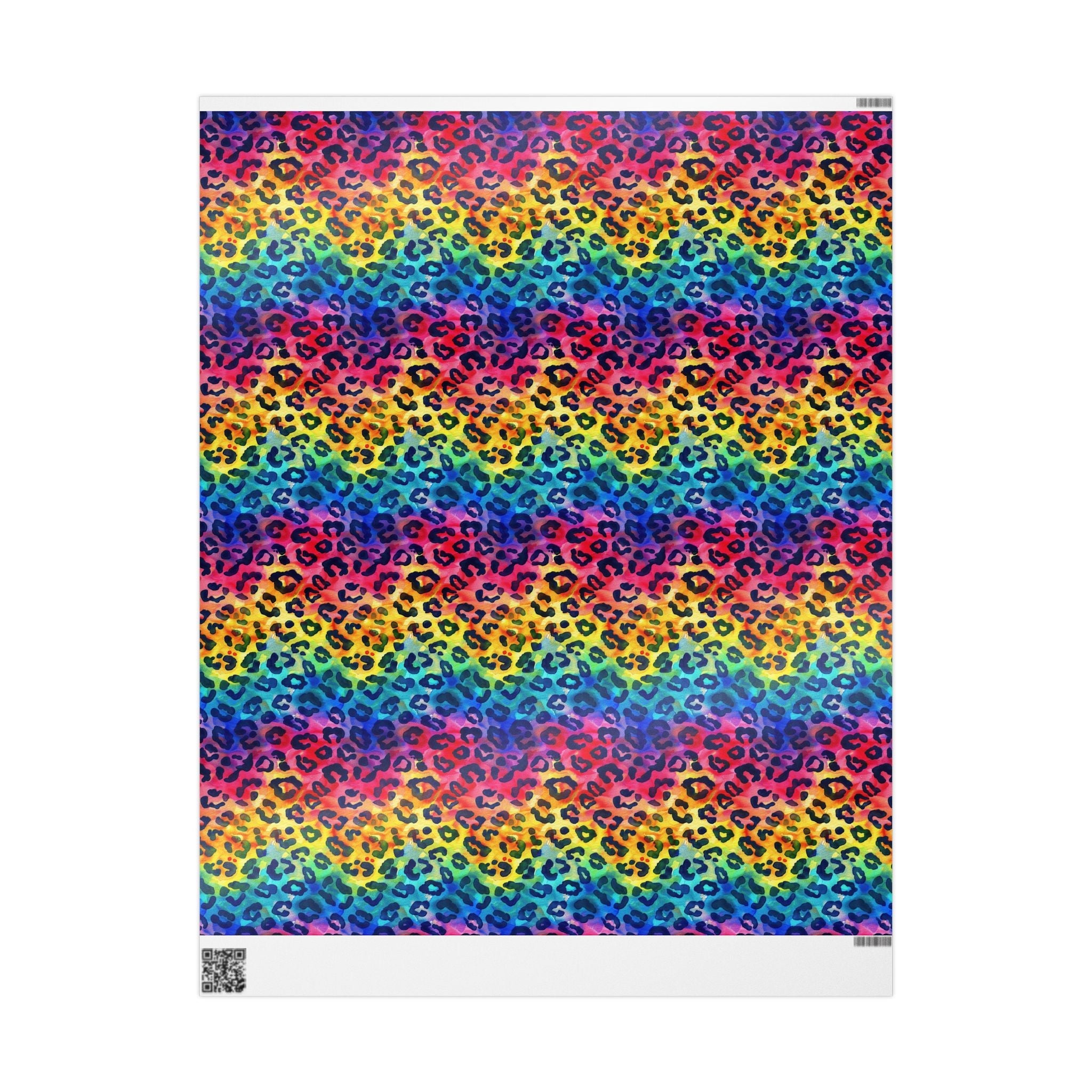 Bespattered Facade Rainbow Watercolor Leopard Wrapping Paper | Three Sizes | Glossy or Matte