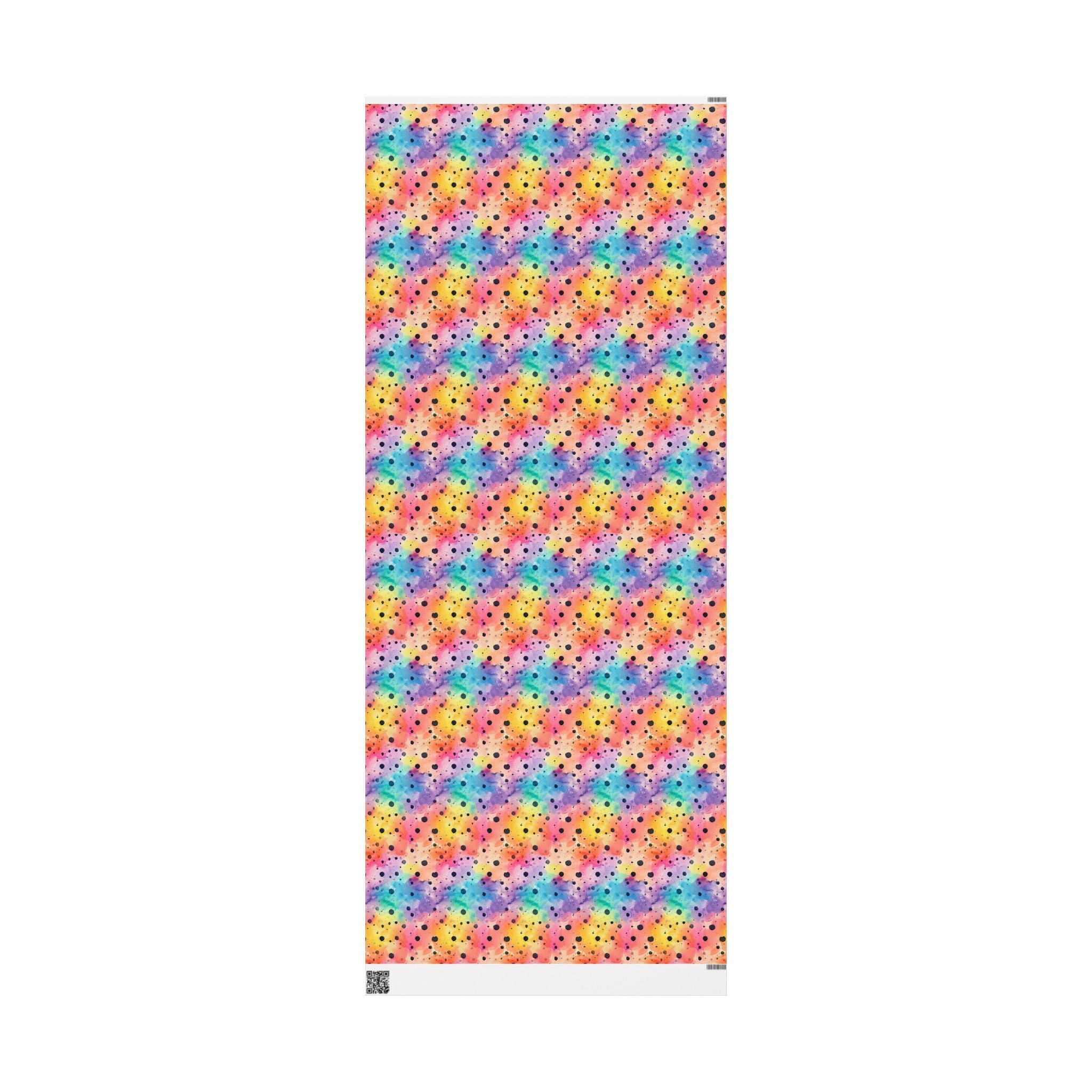 Bespattered Facade Rainbow Watercolor Dots Wrapping Paper | Three Sizes | Glossy or Matte