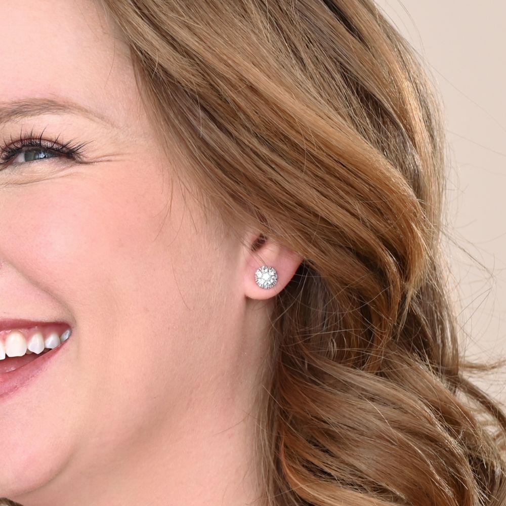 Lustre Bloom Stud Earrings in Platinum