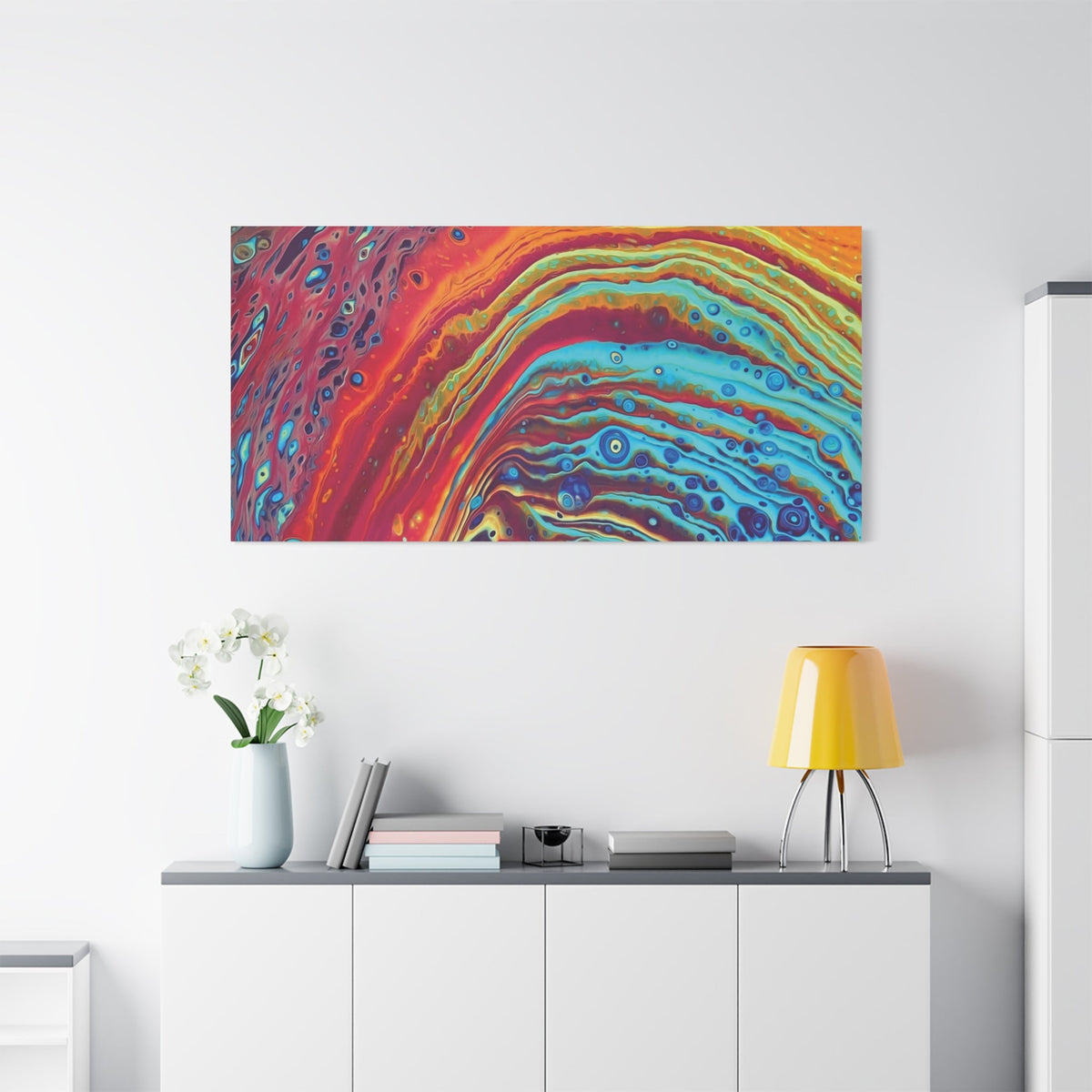 Bespattered Facade Rainbow Rings Stretched Matte Canvas Art Prints | Multiple Sizes