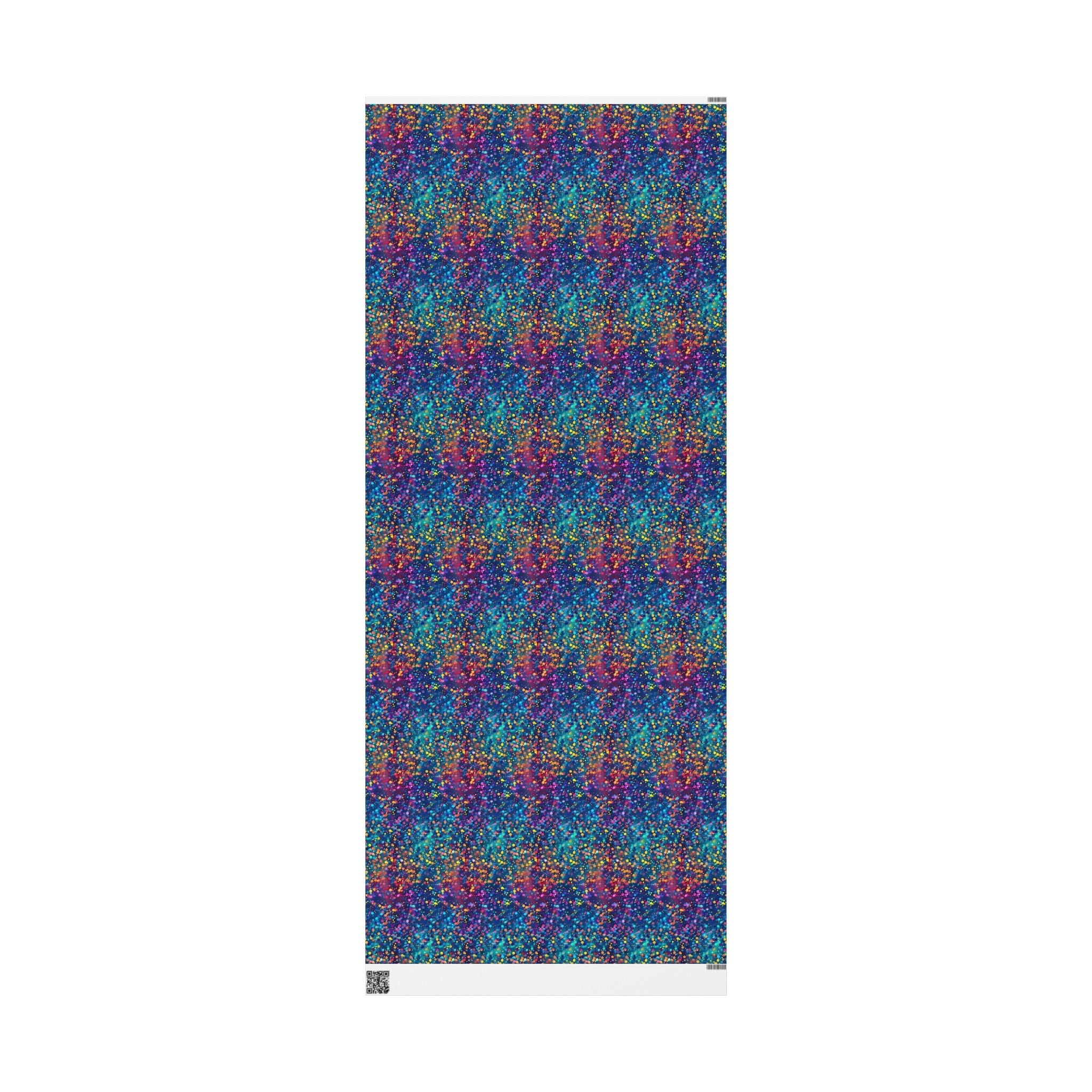 Bespattered Facade Party Time Rainbow Confetti Dots Wrapping Paper | Three Sizes | Glossy or Matte