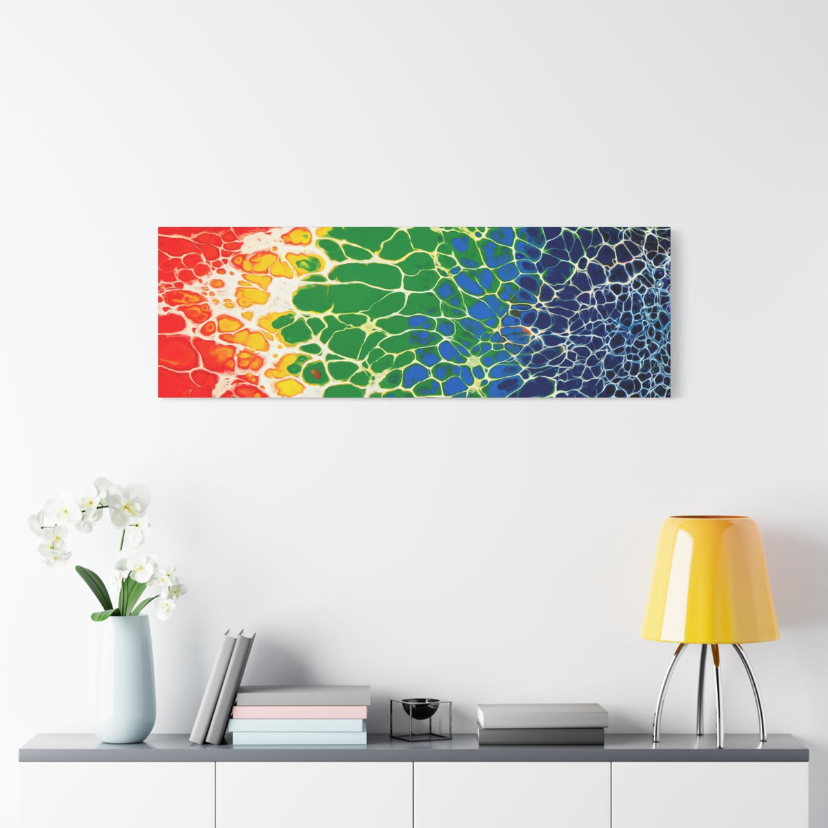 Bespattered Facade Rainbow Seaside Stretched Matte Canvas Art Prints | Multiple Sizes